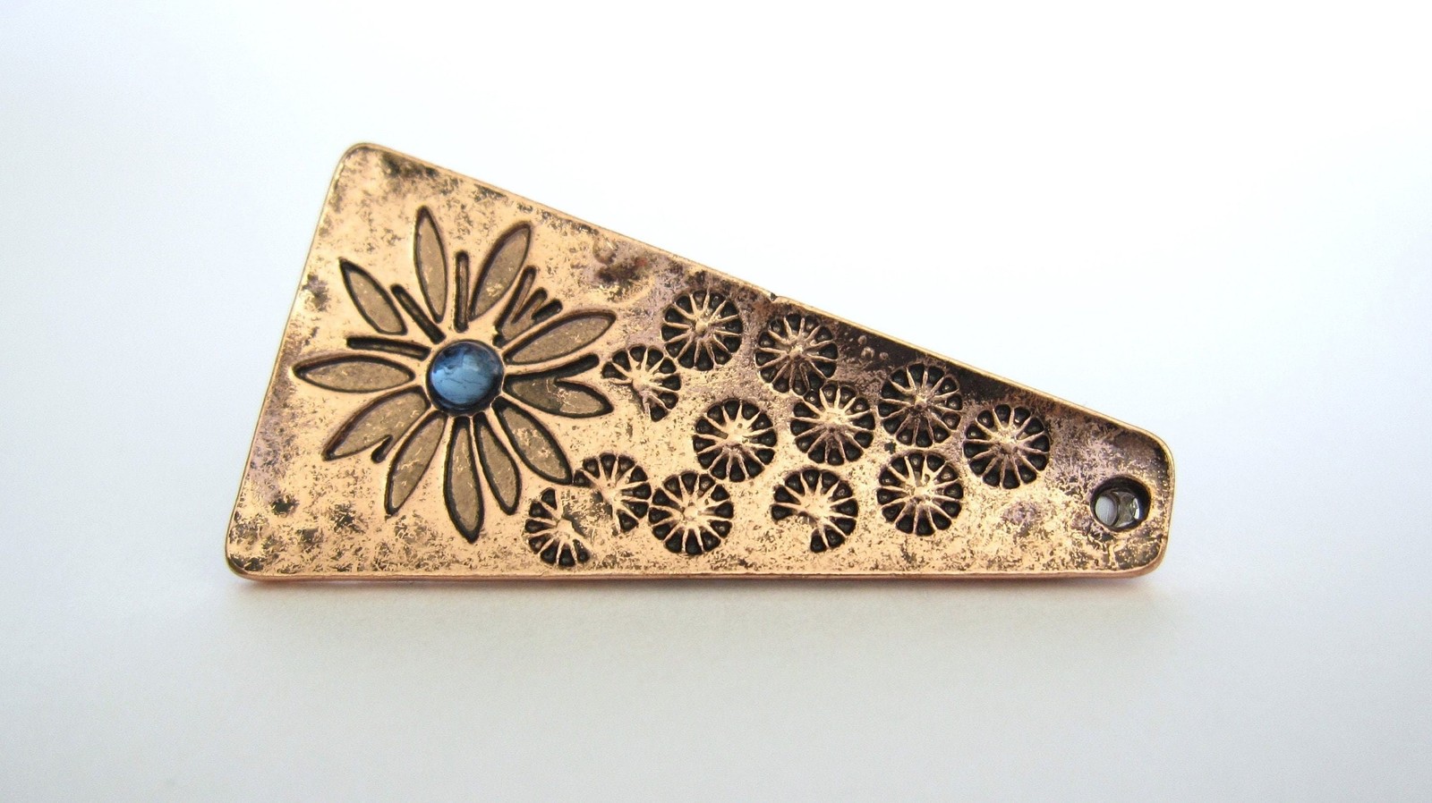Small copper tone metal blue stone alligator hair claw clip clamp fine hair
