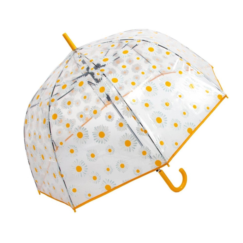 Bubble Daisy Bell Bubble Umbrella – Clear: Auto-Open, Plastic Handle, Floral