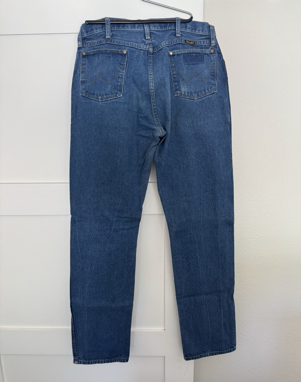Vintage 80s Wrangler 13MWZ Jeans 36×38 Made in USA Blue Denim Straight Leg