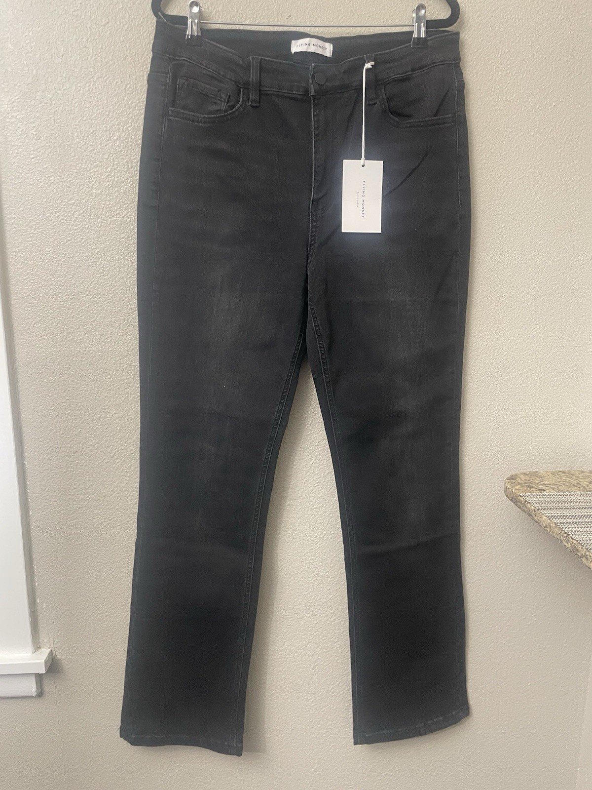 NWT Flying Monkey Black Label Jeans Womens 32 Faded Black Straight Leg