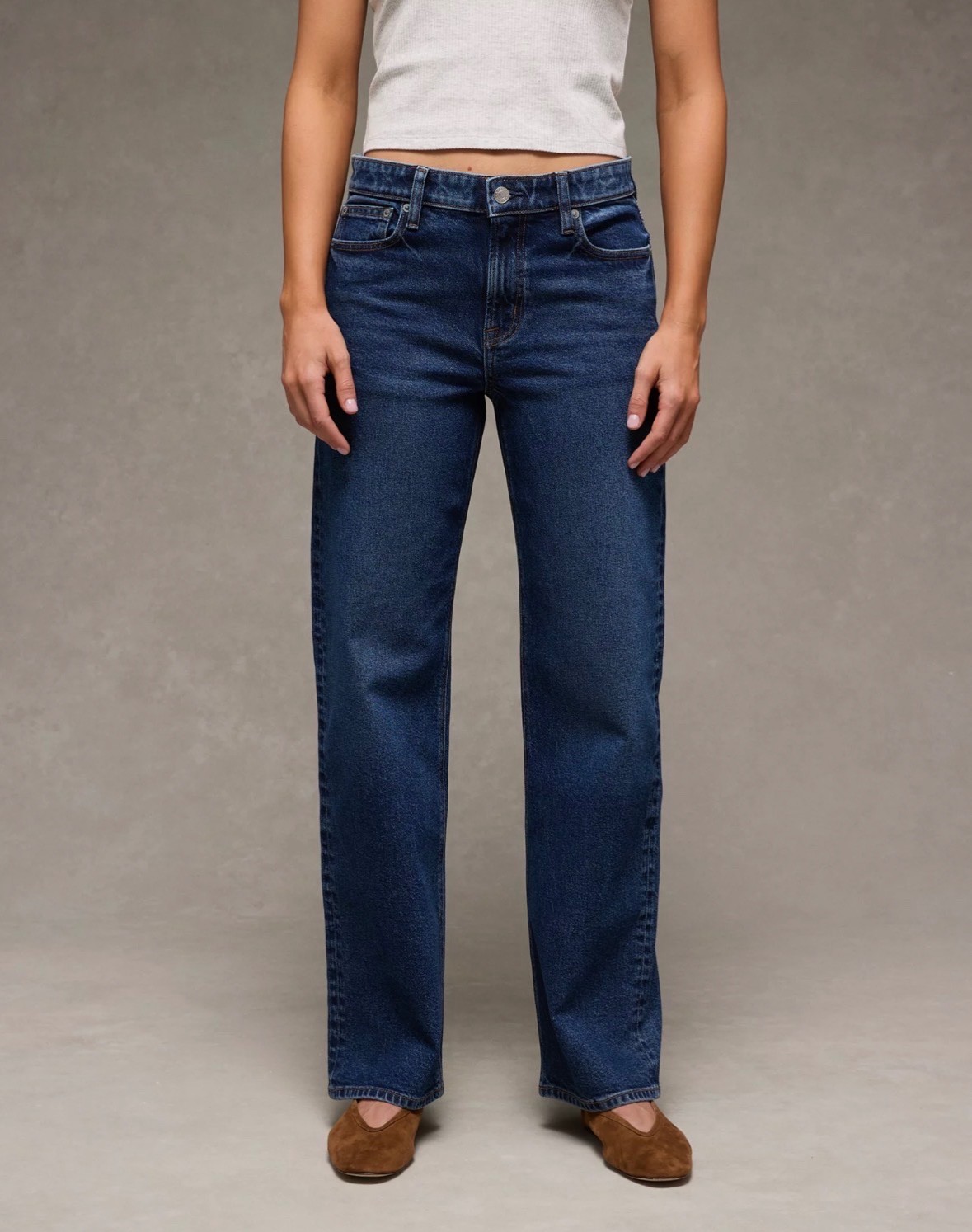 American Eagle High Rise Dark Wash Straight Leg Denim Jeans Size 000 Regular