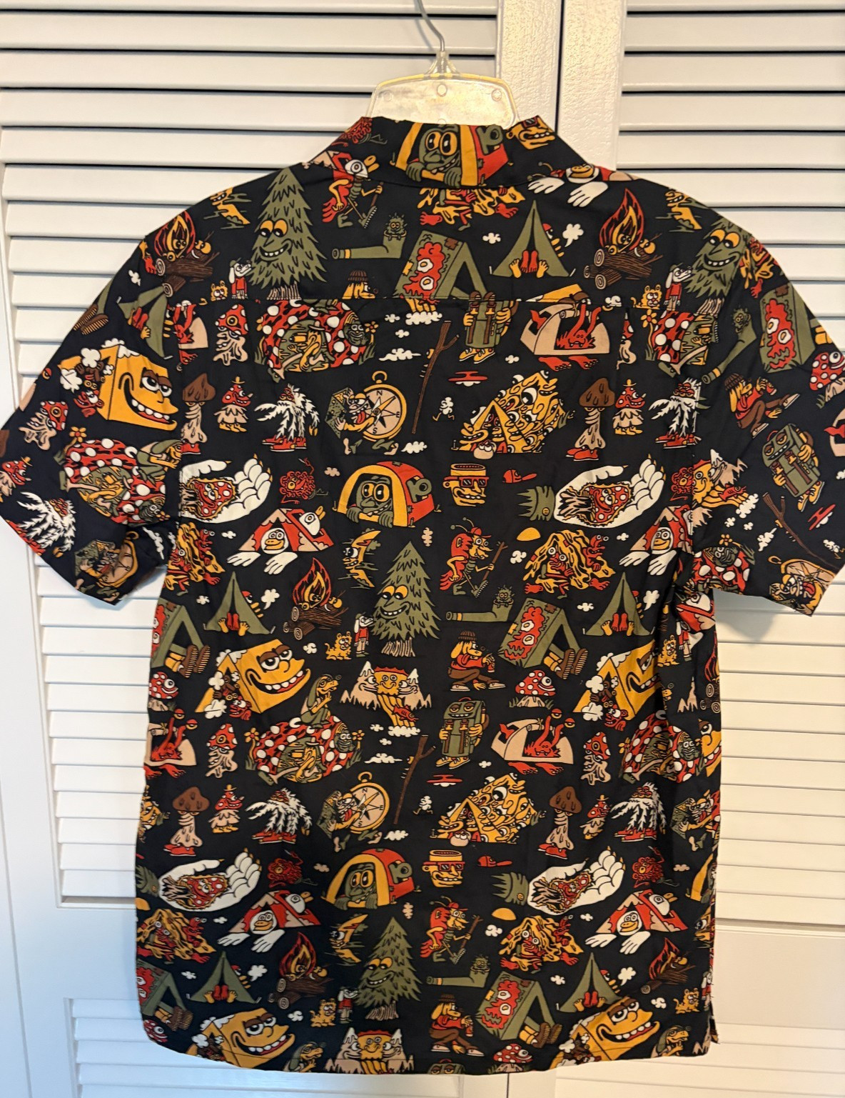 Killer Acid No Bad Trips Button Down Mushroom Print Camp Mens Small