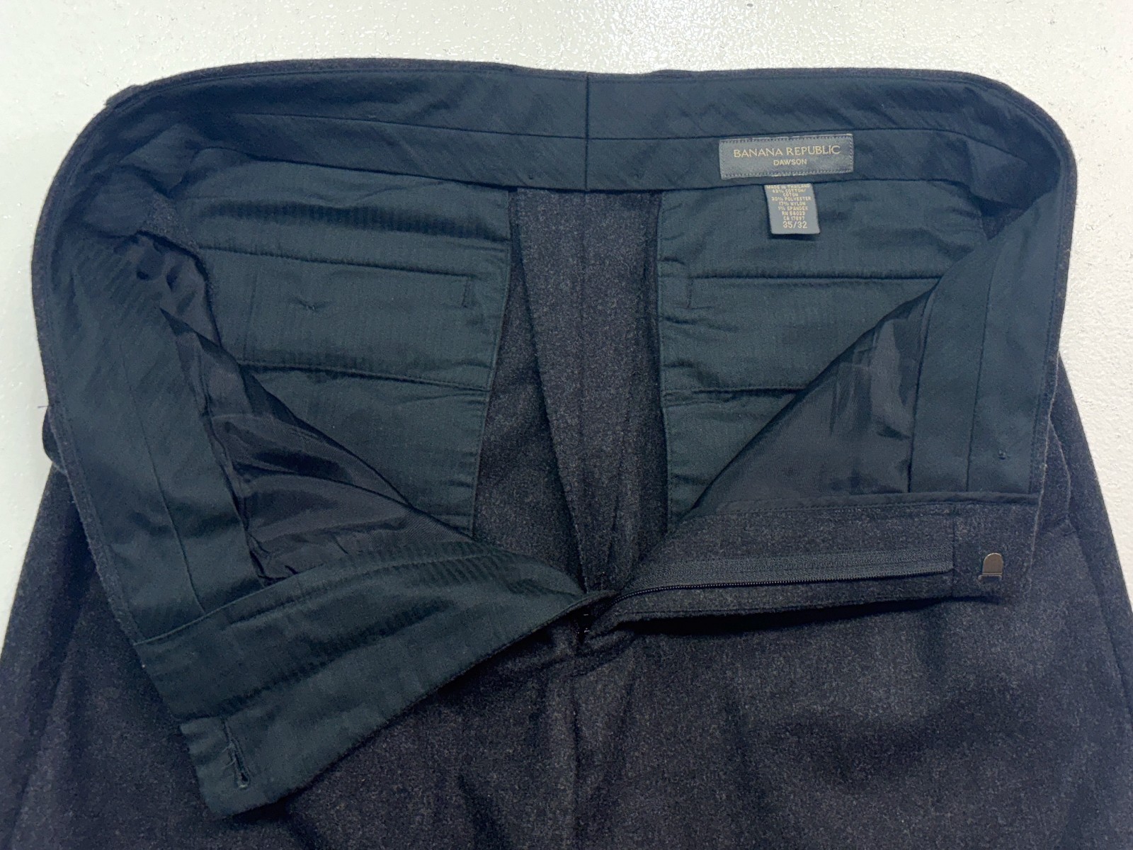 vtg Banana Republic Dawson 35×32 Heavy Flannel Cotton Pants Straight Charcoal