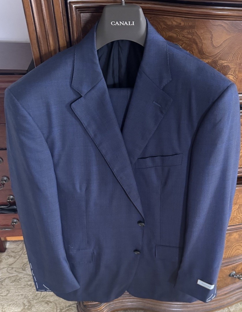 CANALI Dark Navy Windowpane Check Suit Super 160’s EU 58/US 46R MSRP $2495