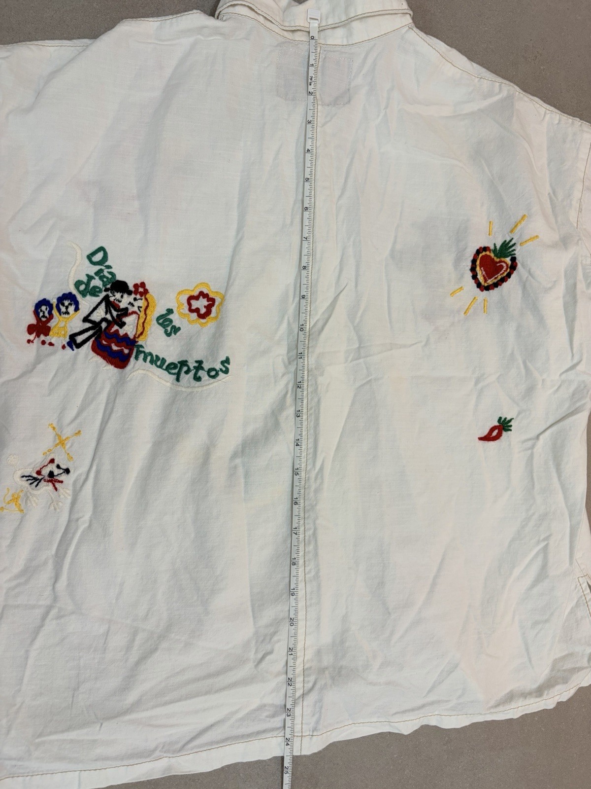Amina Mexico Embroidered Short Sleeve Shirt White Ethnic Folk Cotton Japan