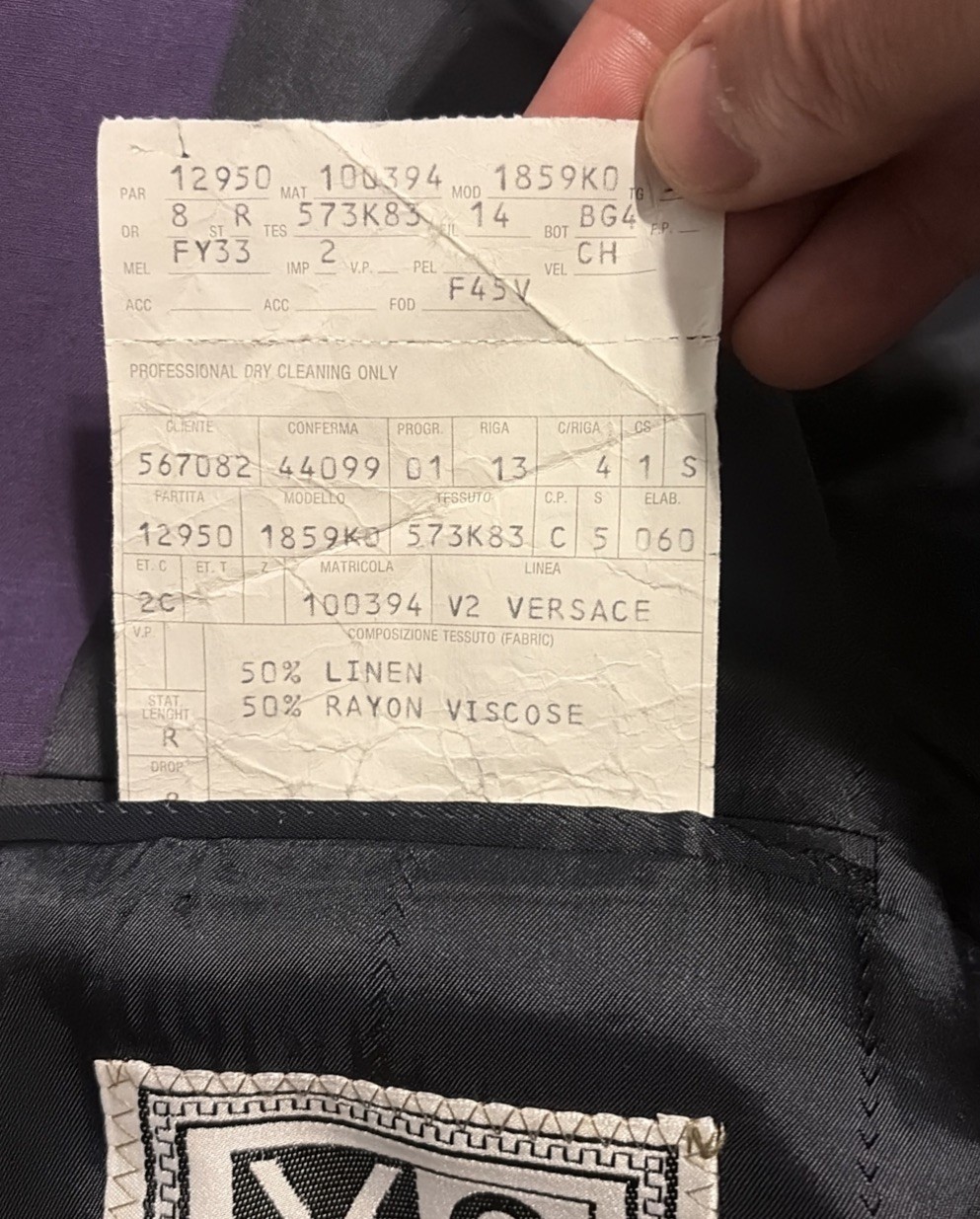 Vintage Versace V2 Purple Linen Rayon Blazer Single Breasted Size 52 IT 90s RARE