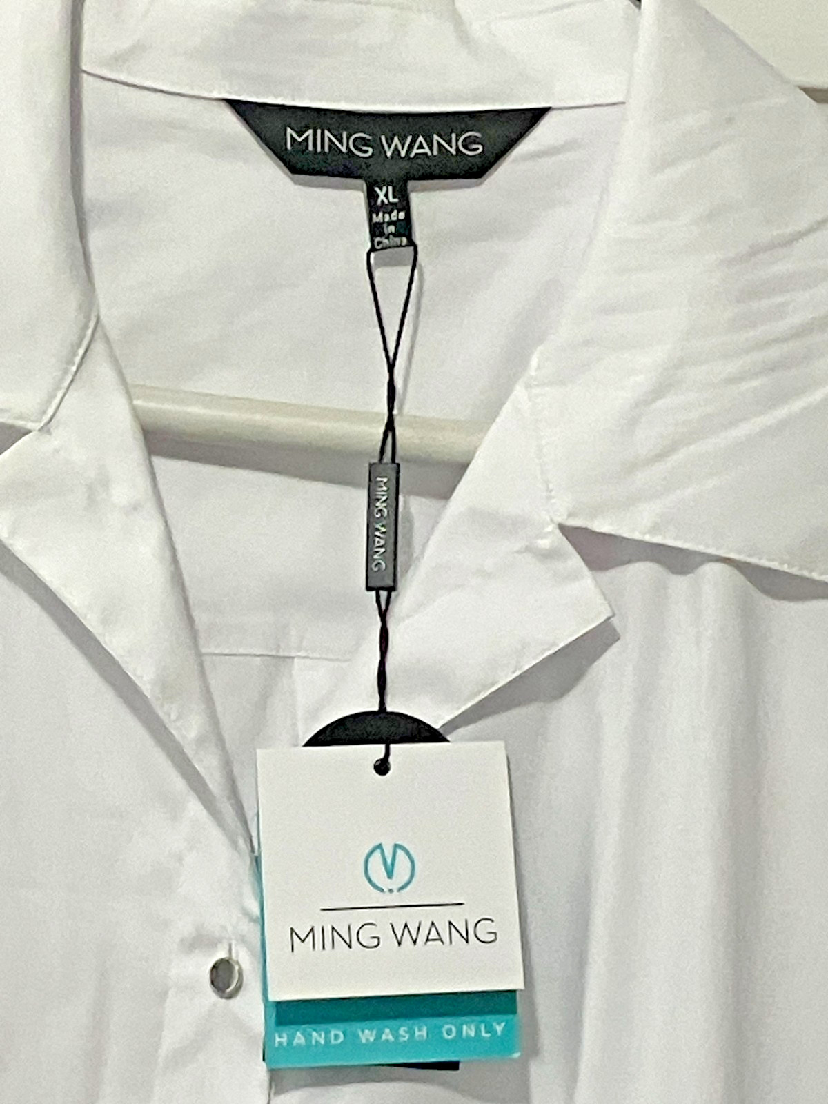 Ming Wang White Blouse NEW Top Button Up Shirt Lagenlook Women’s Size XL