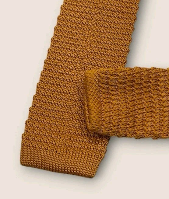 SONDERGAARD Polyester Knit Tie Solid Orange W:1.7″ EUC