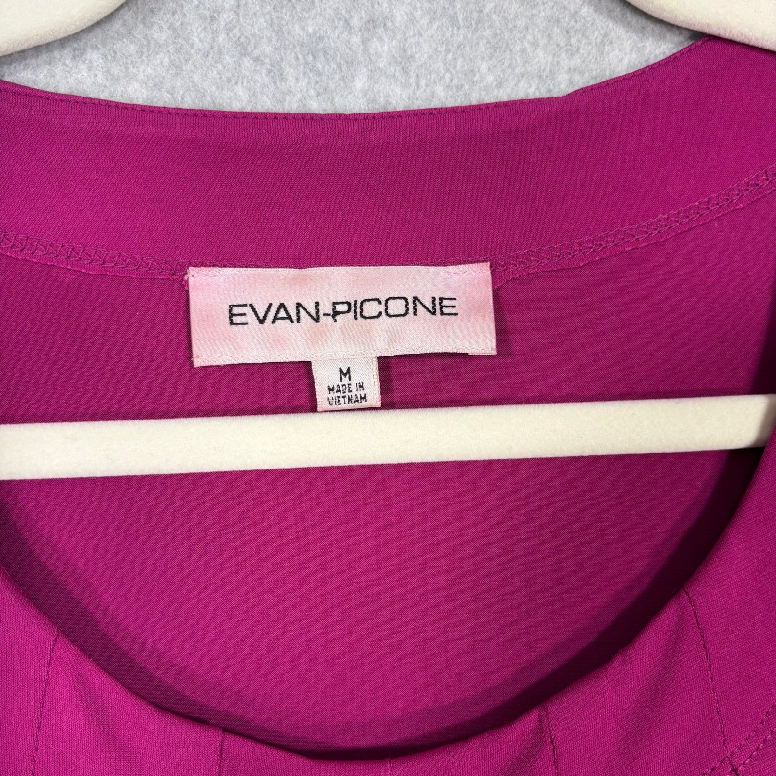 Evan Picone Pleated Liquid Knit Top Medium Magenta Pink Slinky Career Cami Suit