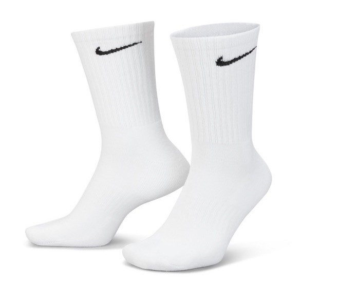 Nike SX6897100 Men’s Medium Dri-Fit Socks – White – Mens 6-8 Women 6-10