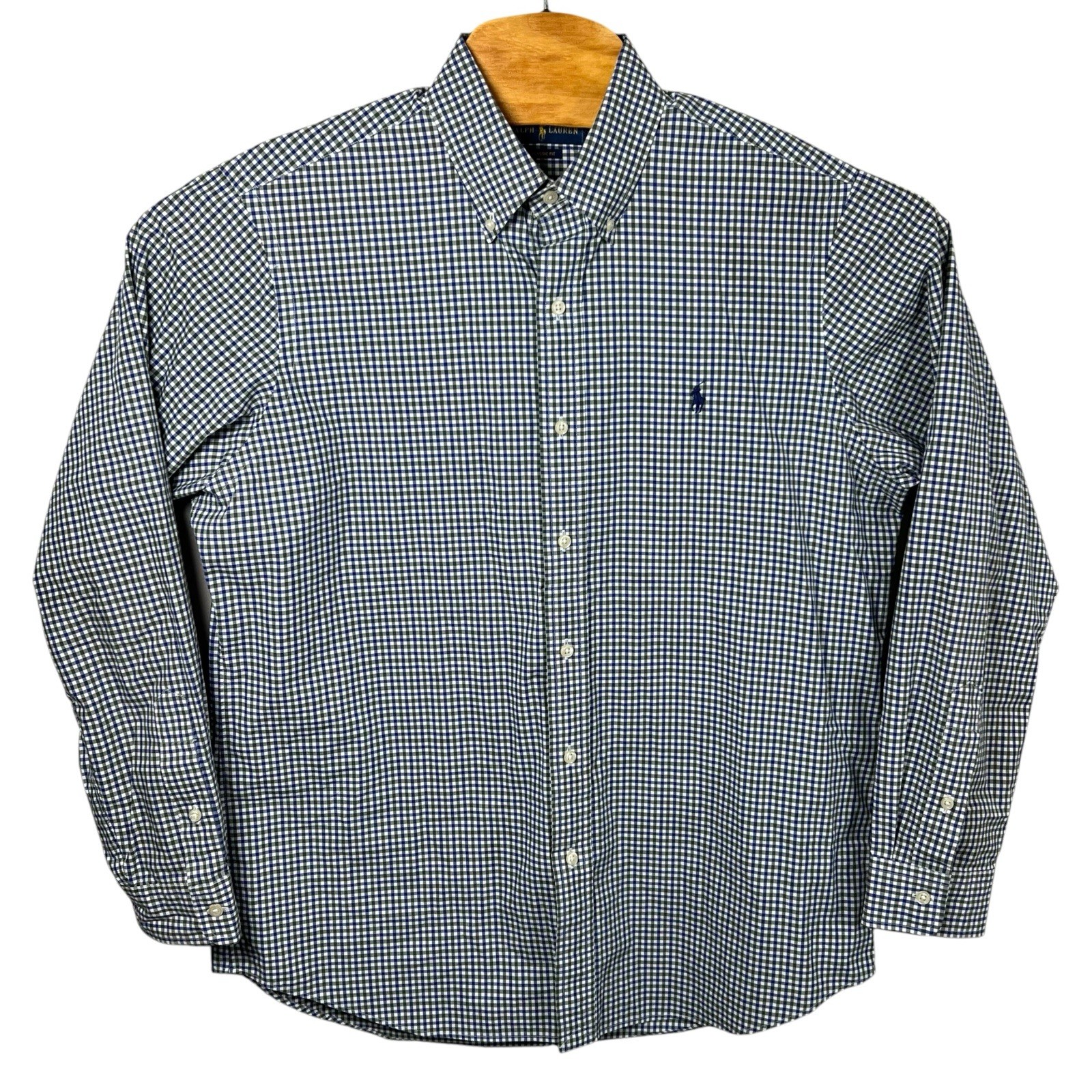Ralph Lauren Mens Large Gingham Check Classic Fit Long Sleeve Button Down Shirt