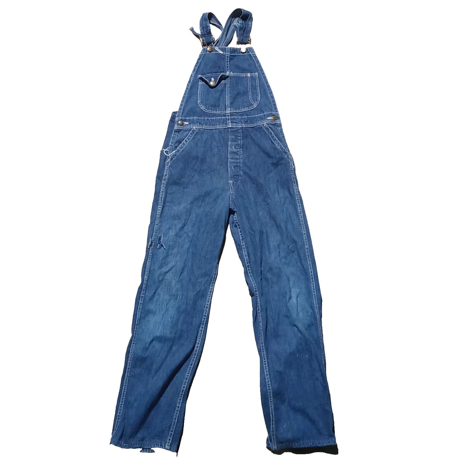 vtg OVERALLS SELVEDGE TRACTOR BUTTONS Denim INDIGO boys youth RARE xxs USA made