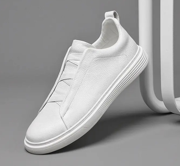 Men’s Real Leather Slip on Casual Fashion Dress Sneakers Board Shoes Oversize