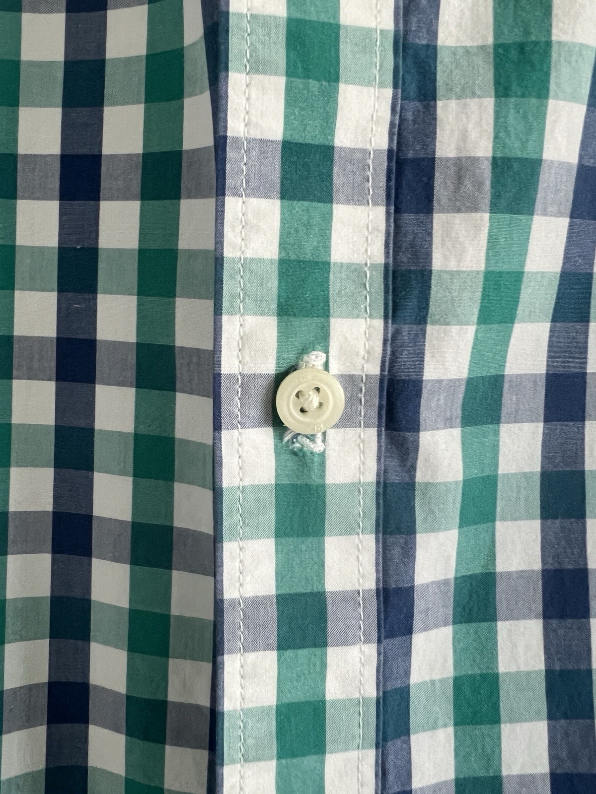 Banana Republic Men’s L Soft Wash Slim Green Blue White Check LS Button-Up