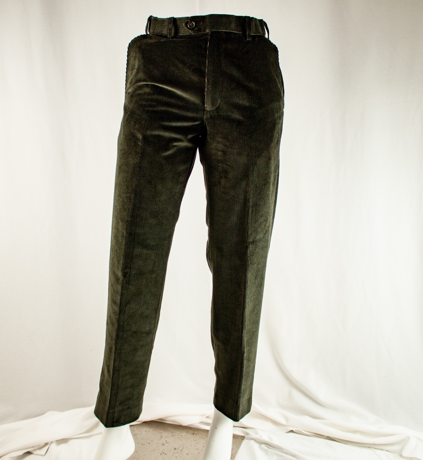 MARKS & SPENCER New Green Men Flat Corduroy Pants Size 30″W x 29″L