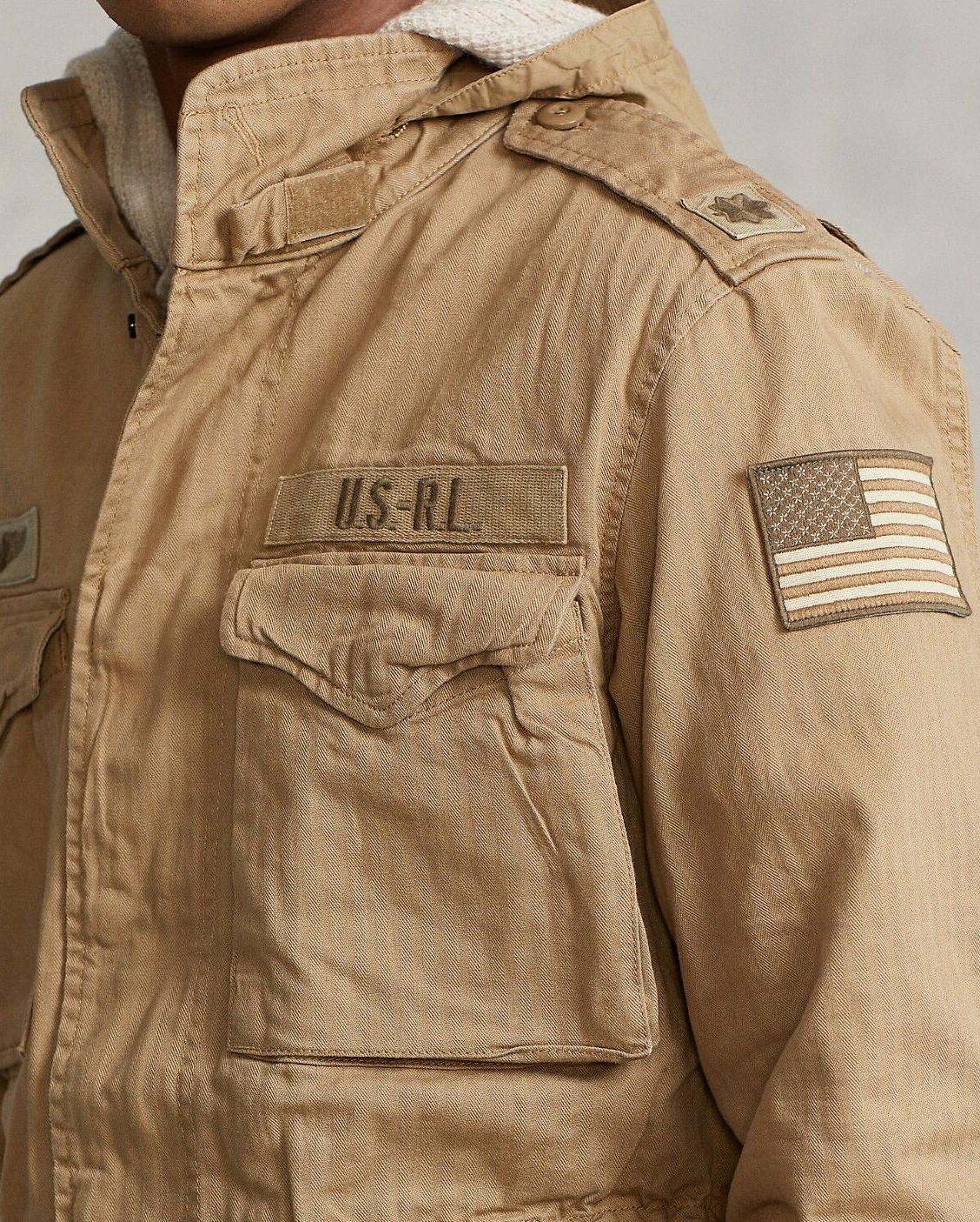 Polo Ralph Lauren M65 Military Army Paratrooper America Flag Desert Field Jacket