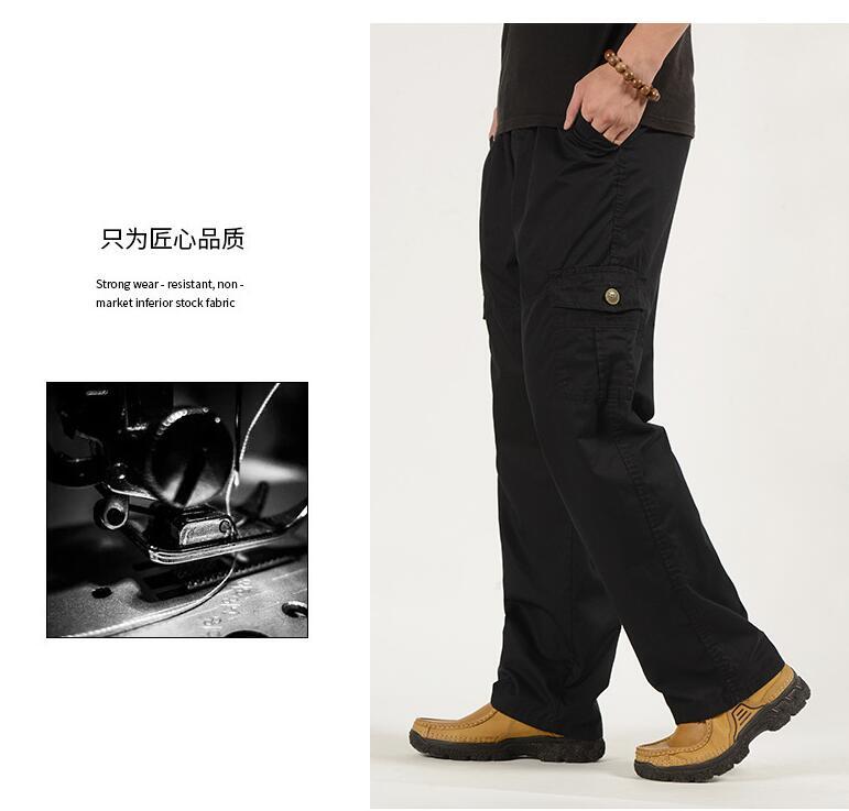 New Men Straight cargo pants middle aged Dad Loose Casual elastic Trousers Long