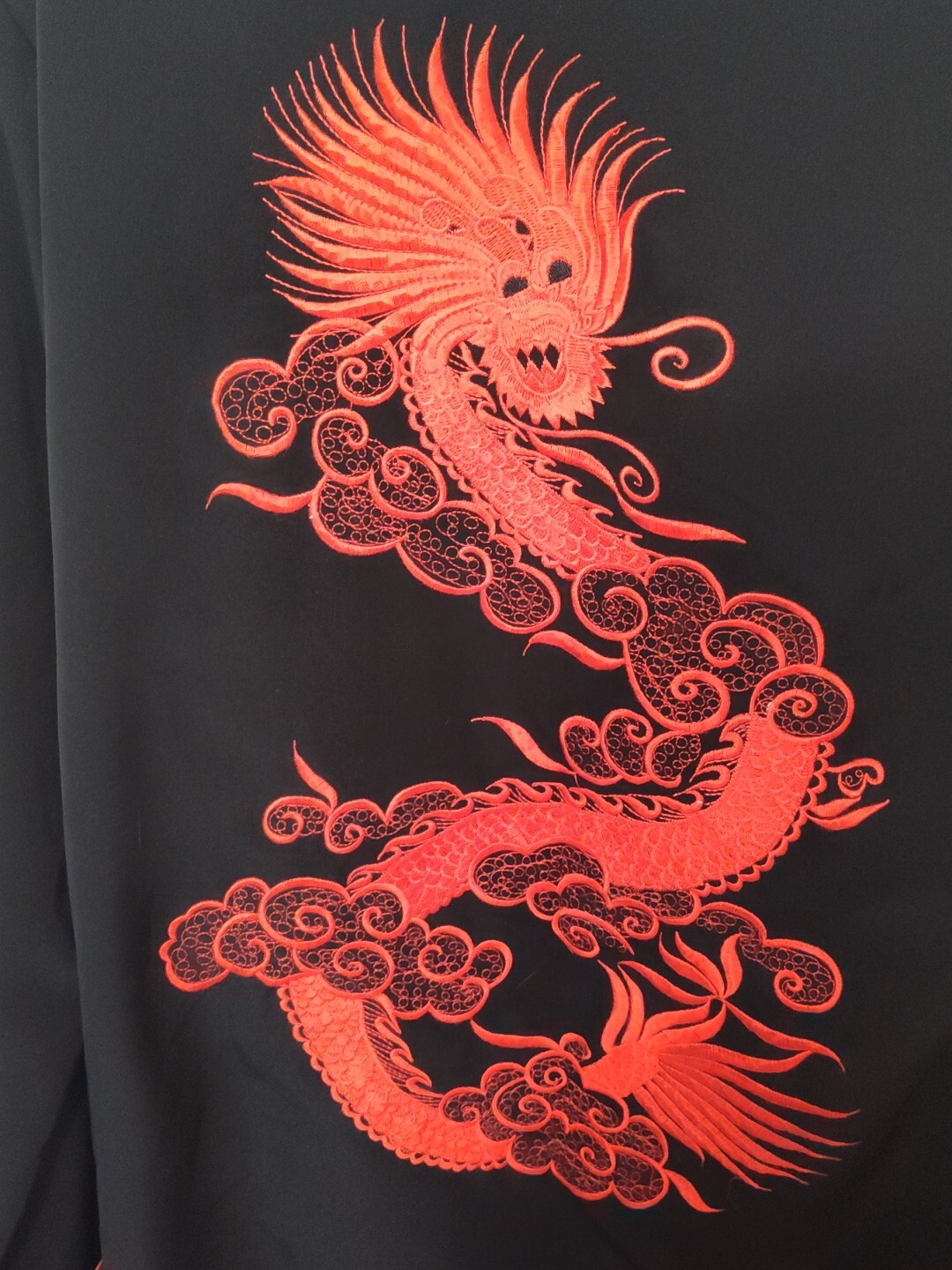 Red Black Dragon Jacket Size Large Oriental Traditional Anime