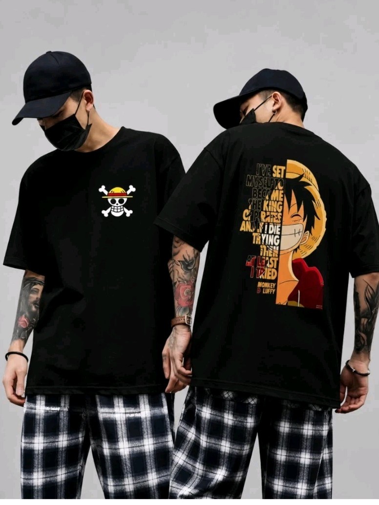 Japanese Anime Men’s Oversized T-Shirt Y2K Harajuku Graphic Print Streetwear Tee