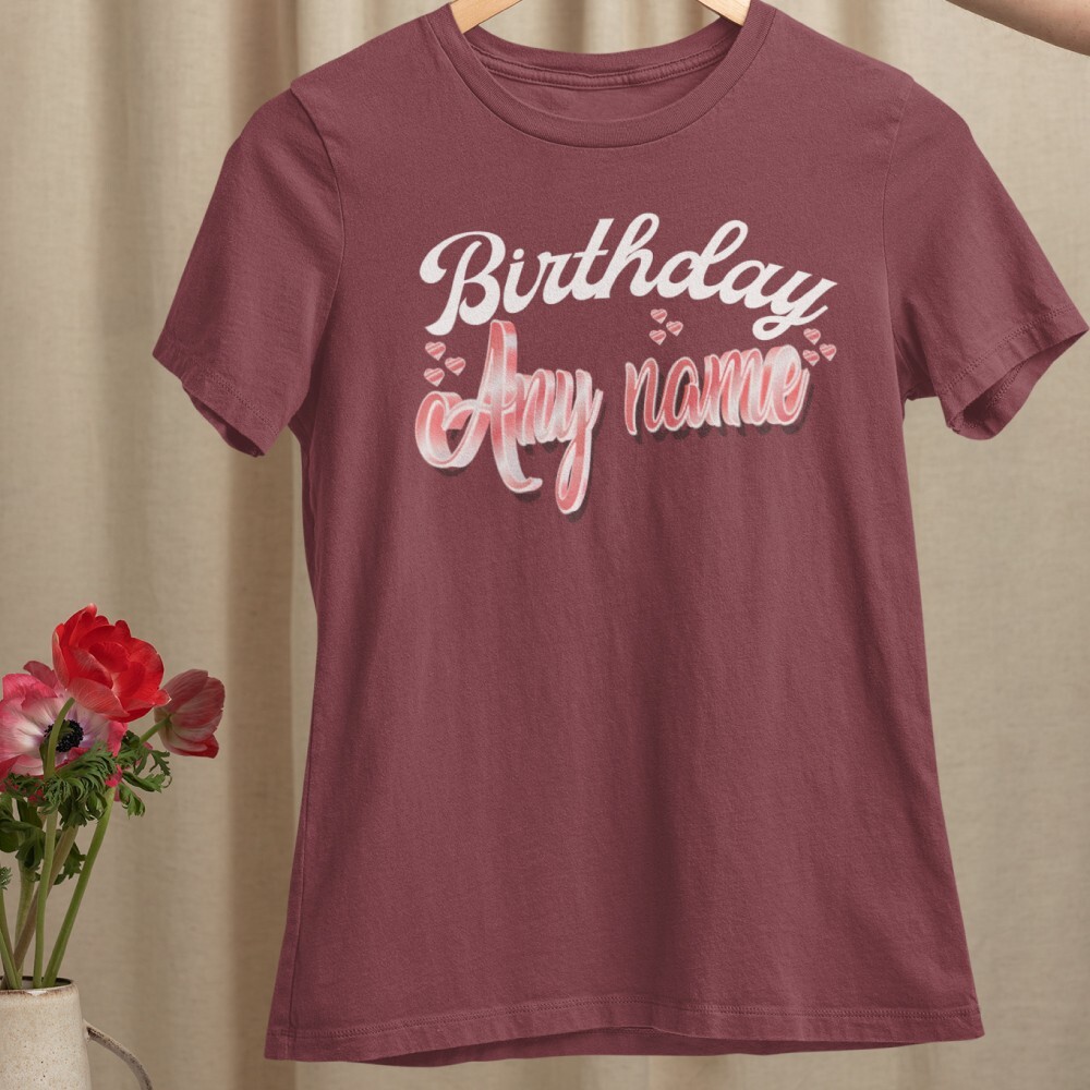 Personalised Custom Your Name T-shirt Heart Family Friendship Birthday Gifts