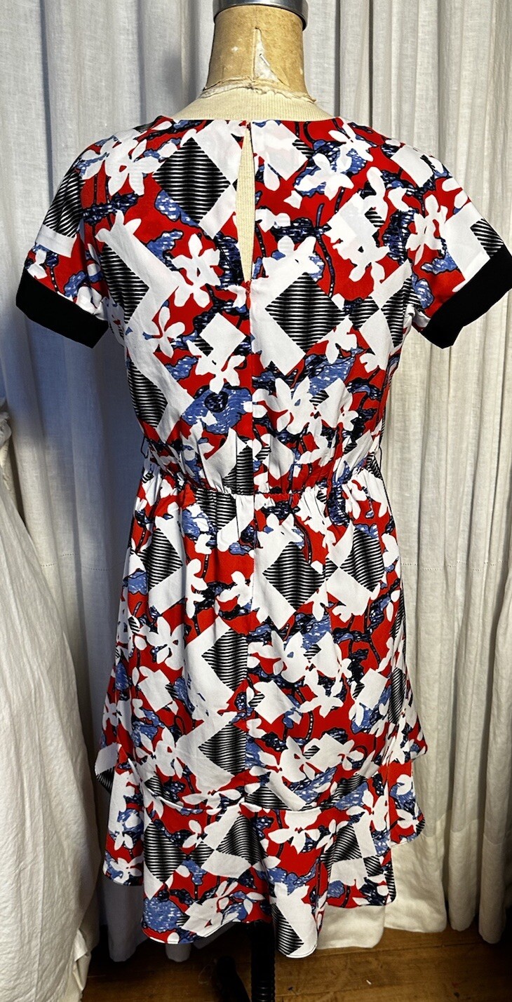 Peter Pilotto Womens Abstract Floral Stripe S Sleeve Knee L Dress Sz 6 used
