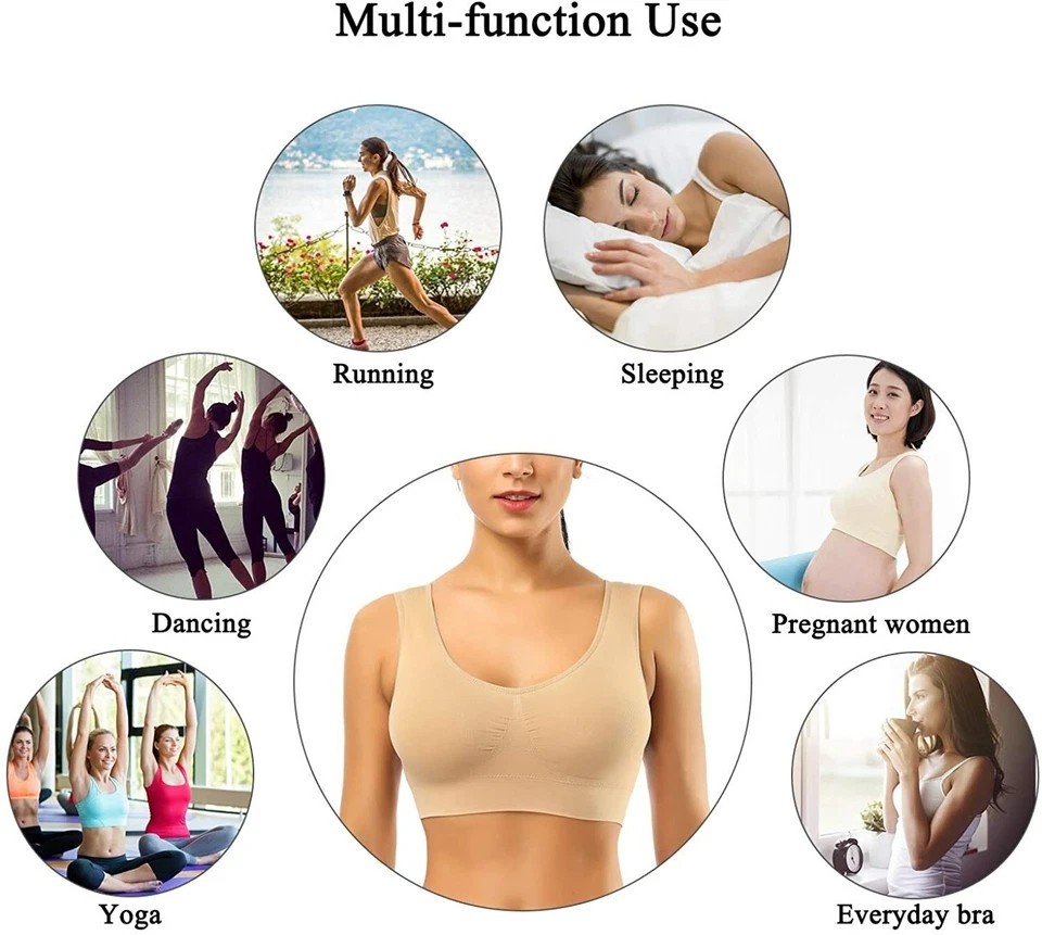 3 Pack Comfort Bra Seamless Removable Pads Sleep Bras Yoga Bra Sports For Women