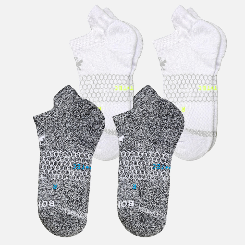 4 pairs BOMBAS Men’s honeycomb Cushion Ankle Socks Size Large 2 Colors Mix