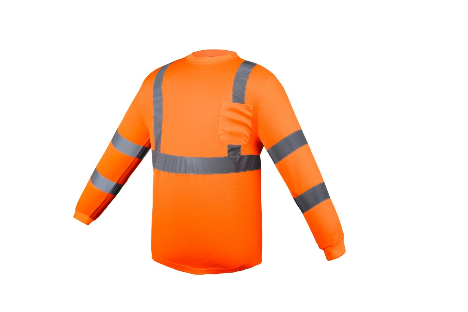 Orange High Visibility Long Sleeve Safety Shirt Reflective Stripes /Choose Size