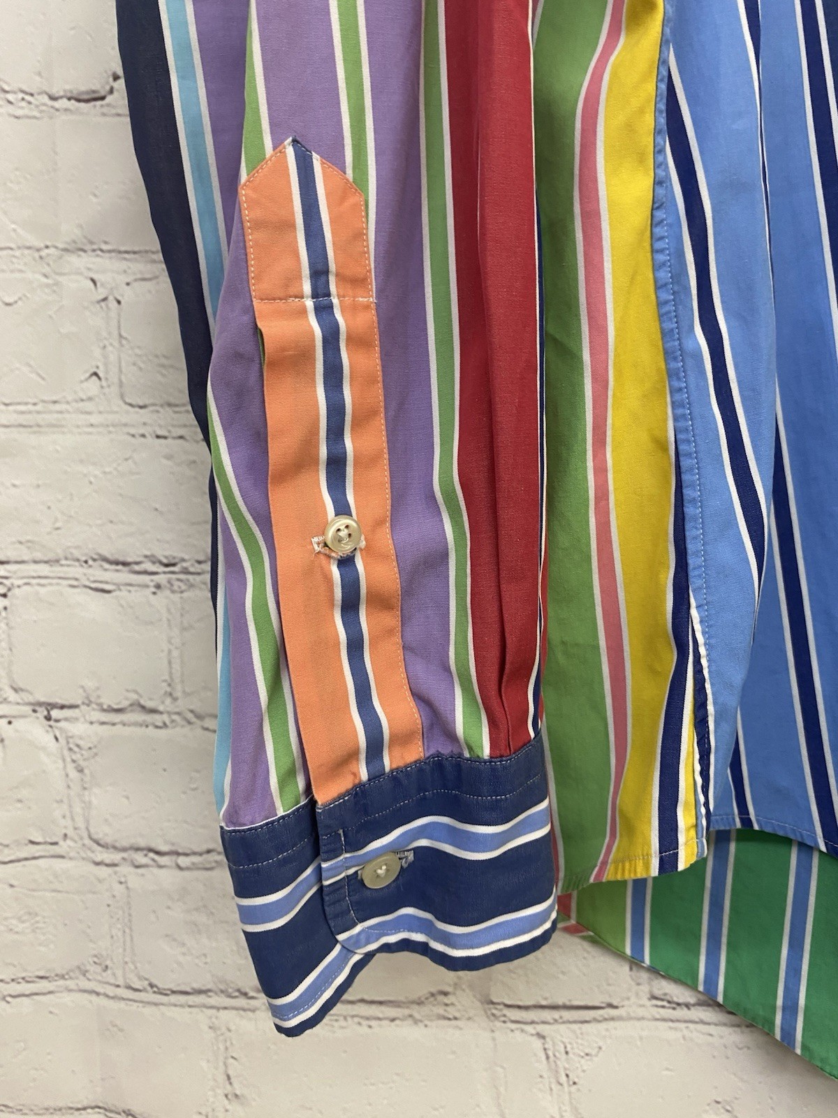FUNKY Ralph Lauren Custom Fit Large Various Stripe Colorful Dress Shirt