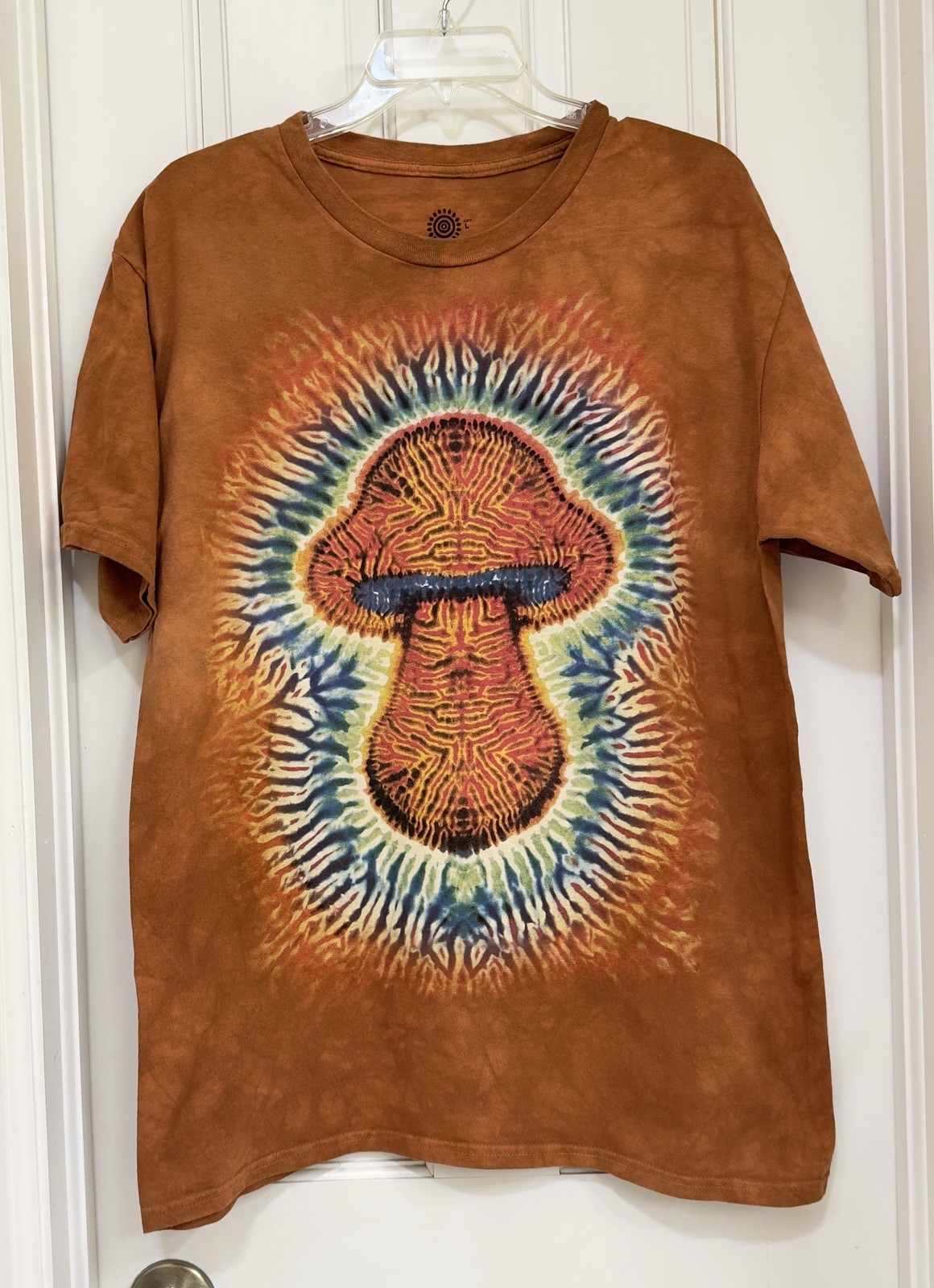 The Mountain Tie Dye Mushroom Classic Cotton T-Shirt Sz L Mens Hippie Festival