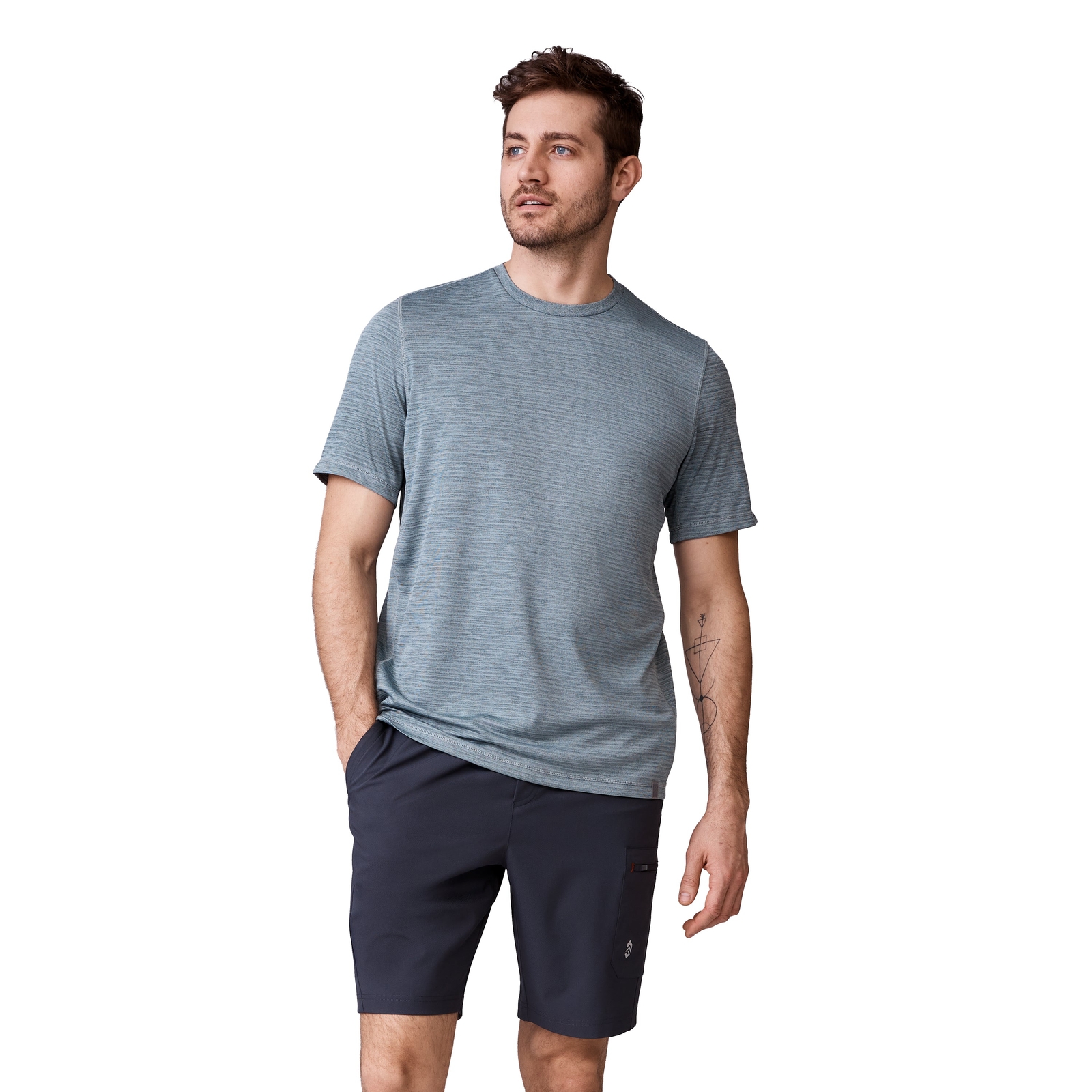 Free Country Men’s Tech Jacquard Short Sleeve Crew Neck T-Shirt