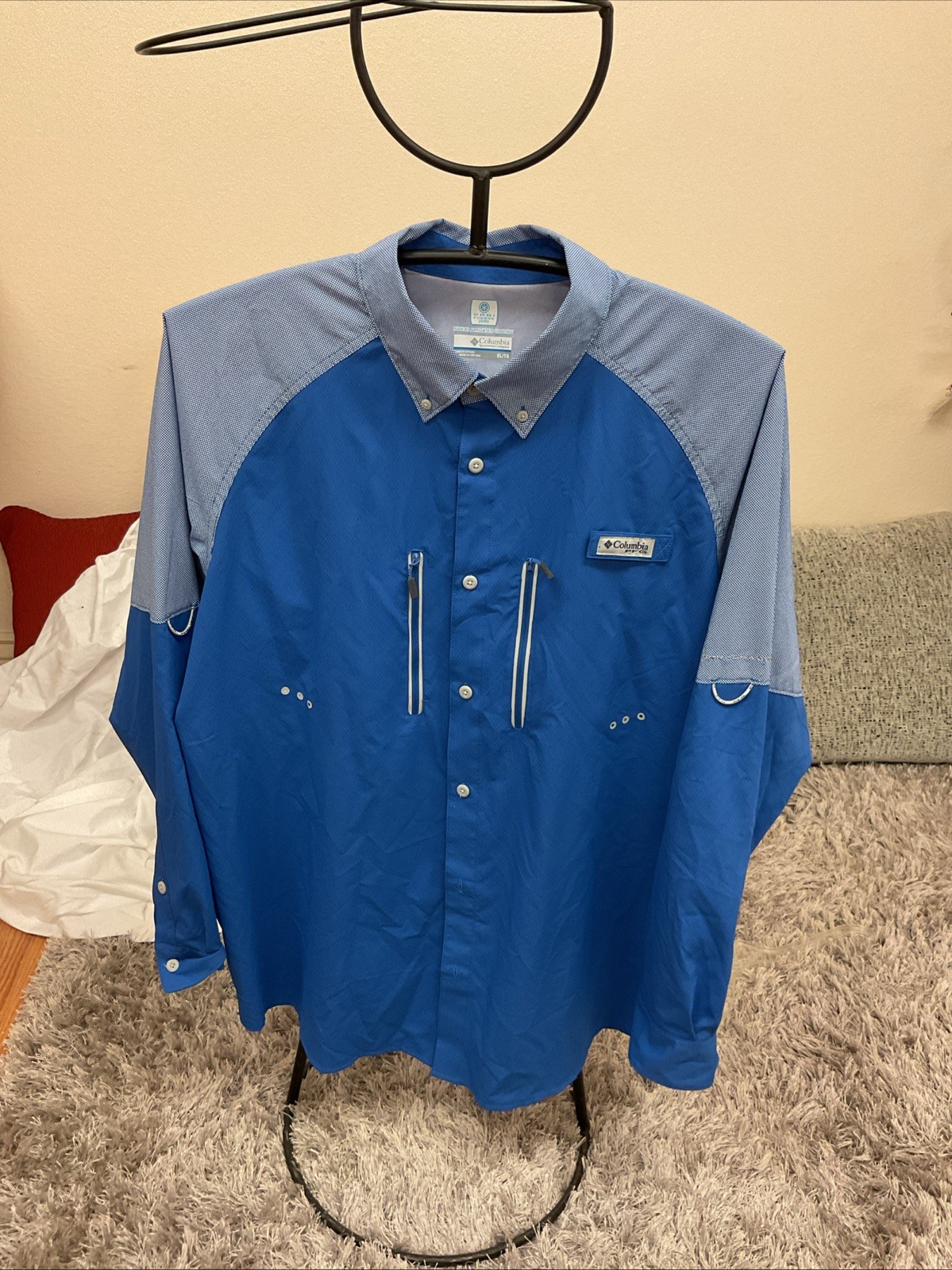 Columbia PFG Omni Freeze Zero Men’s Long Sleeve XL Button Up Zippered Pockets
