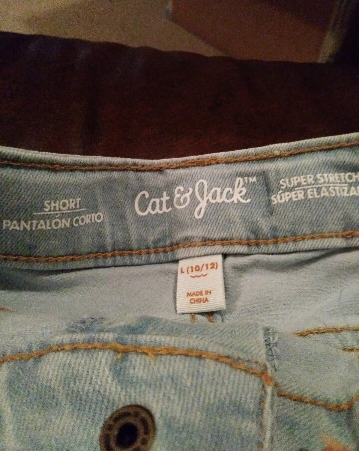 Cat & Jack Denim Jean Butterfly Embroidered Shorts Girls Sz L 10/12 NWT $14.99