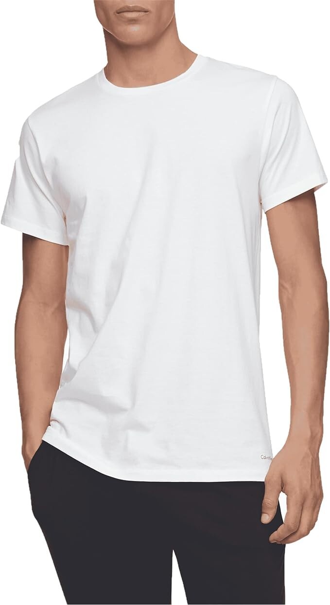 Calvin Klein Men’s Undershirts Cotton Classics 3 Pack Crew Neck White Size Large