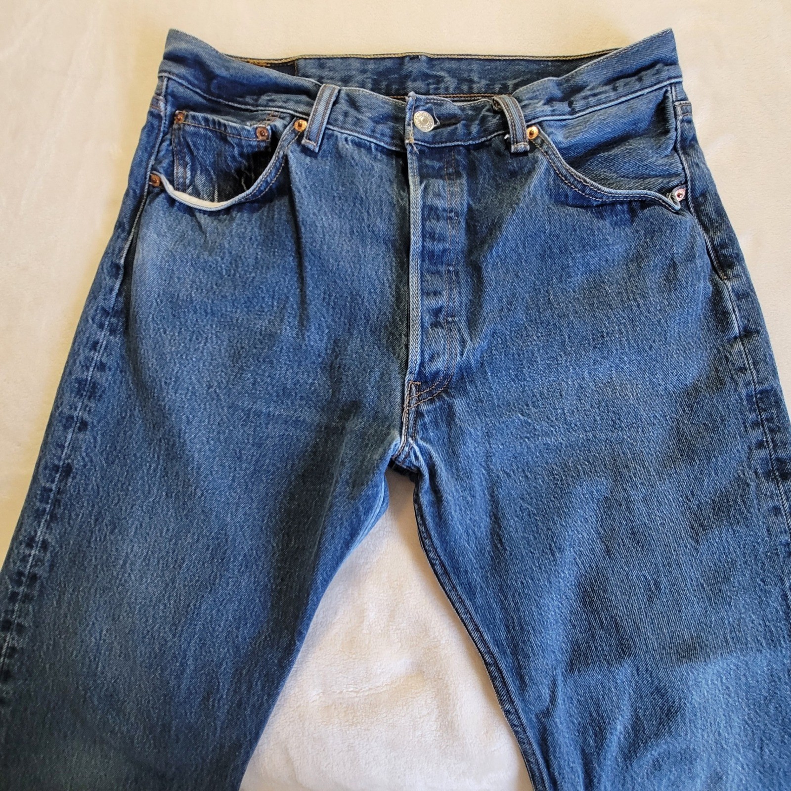 Y2K Levi’s 501 Original Fit Mens 35×30 (33×27.5) Blue Jeans Straight Button Fly