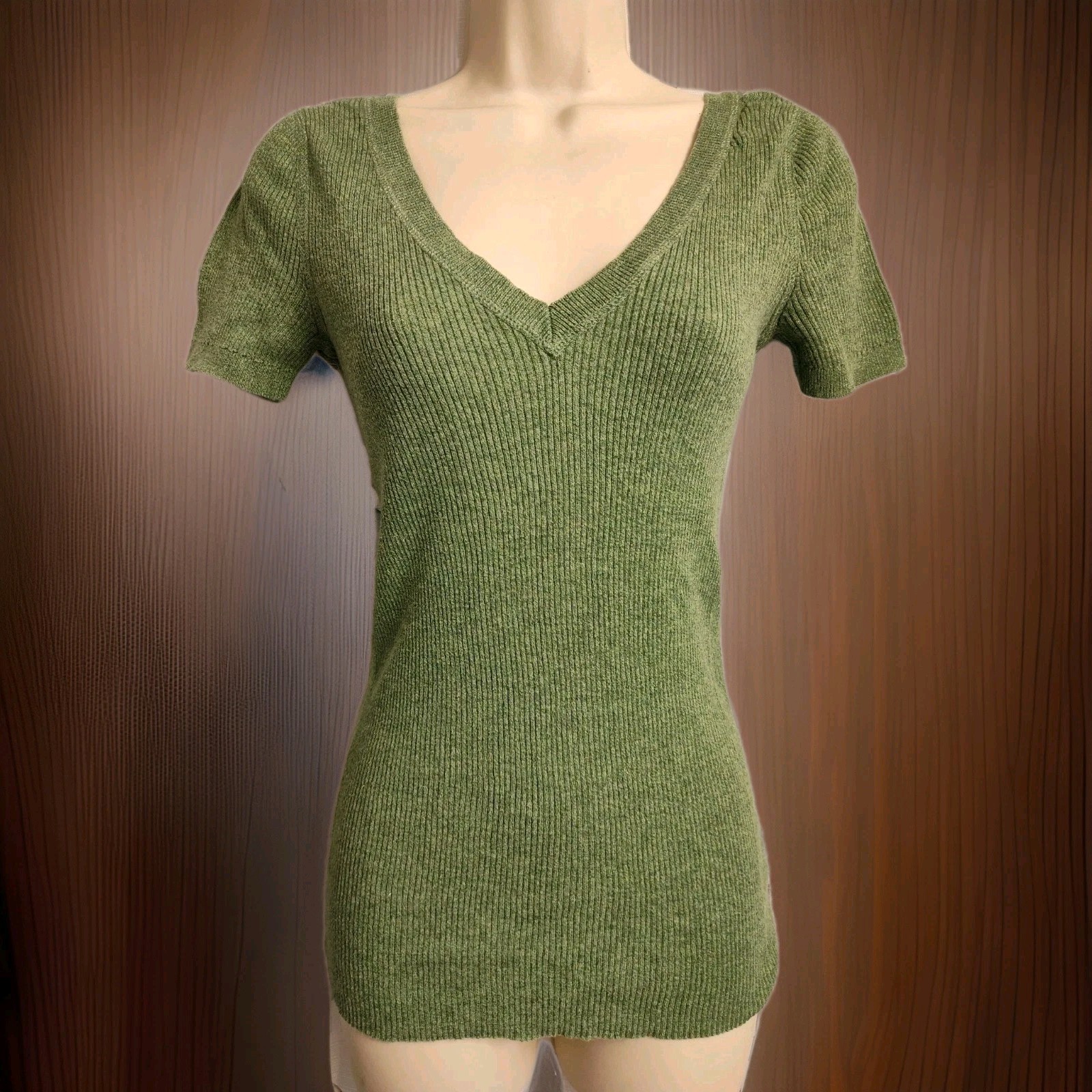 Vintage Y2k Green Ribbed Top Indie Glam Fairy Girlcore Mossimo Large