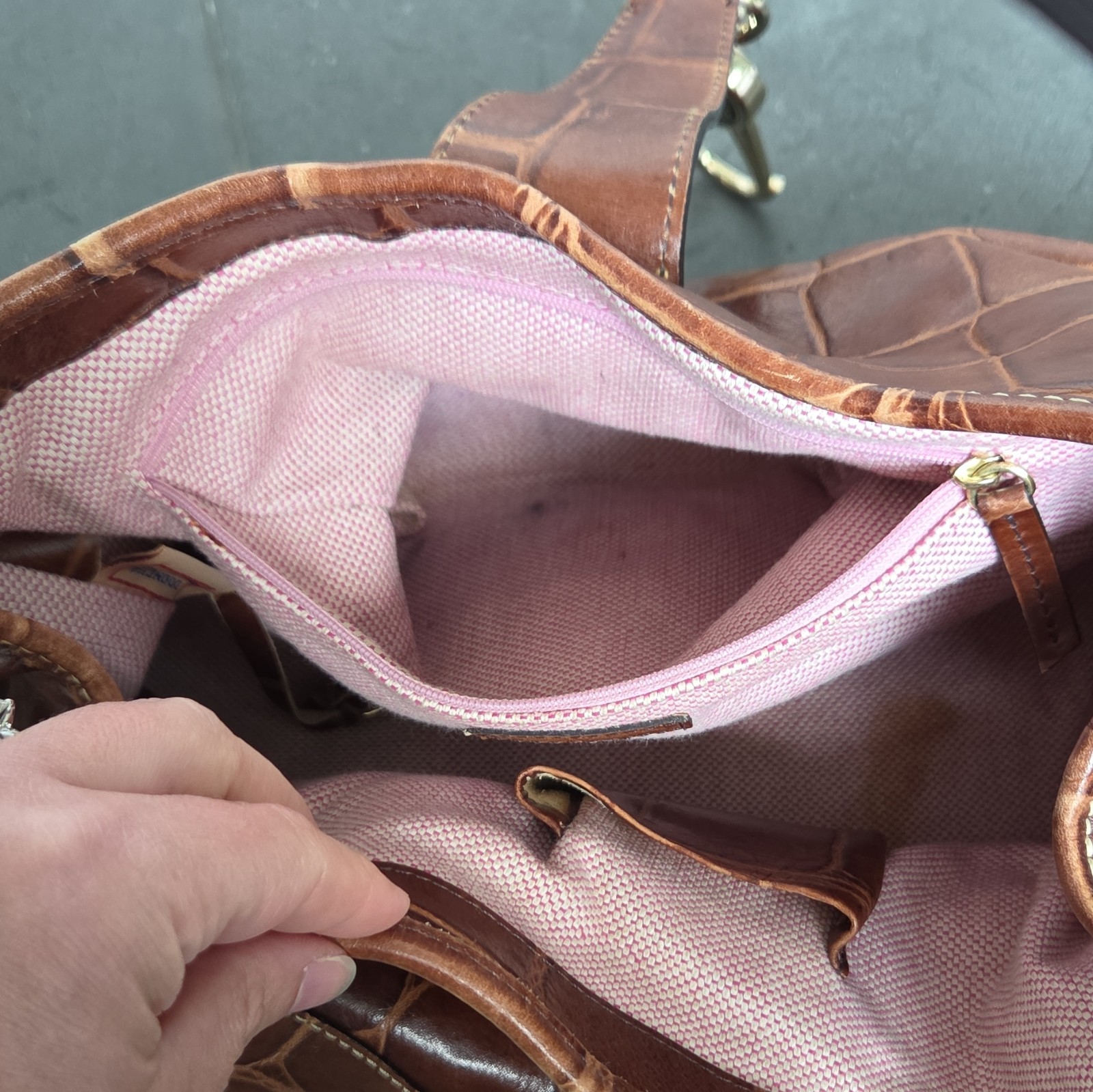 Dooney & Bourke Croc-Embossed Leather Shoulder Bag with Reversible Lock Clip