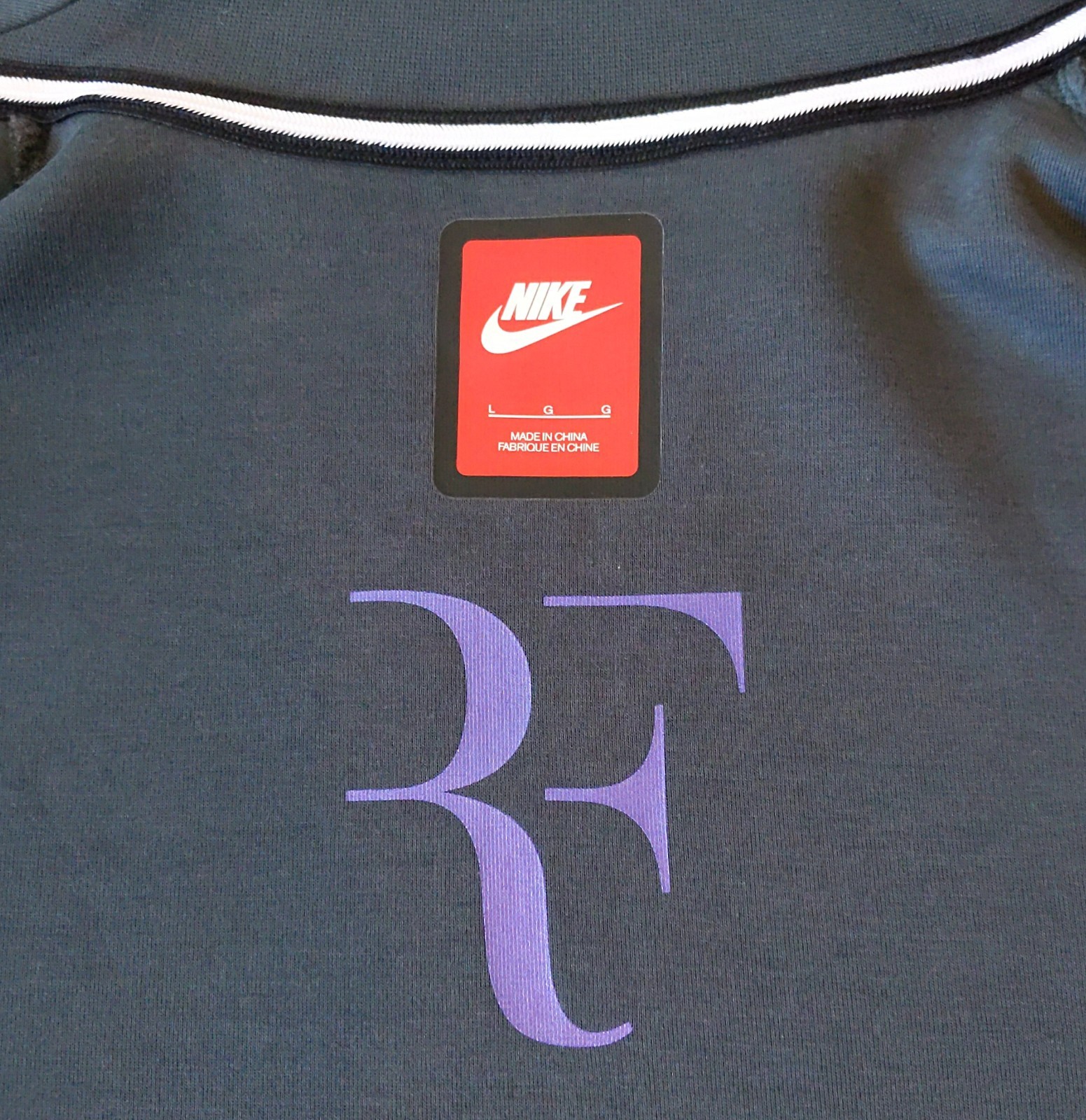 Nike Roger Federer RF Premier Tech Fleece Jacket Mens Gray L 2015 French Open