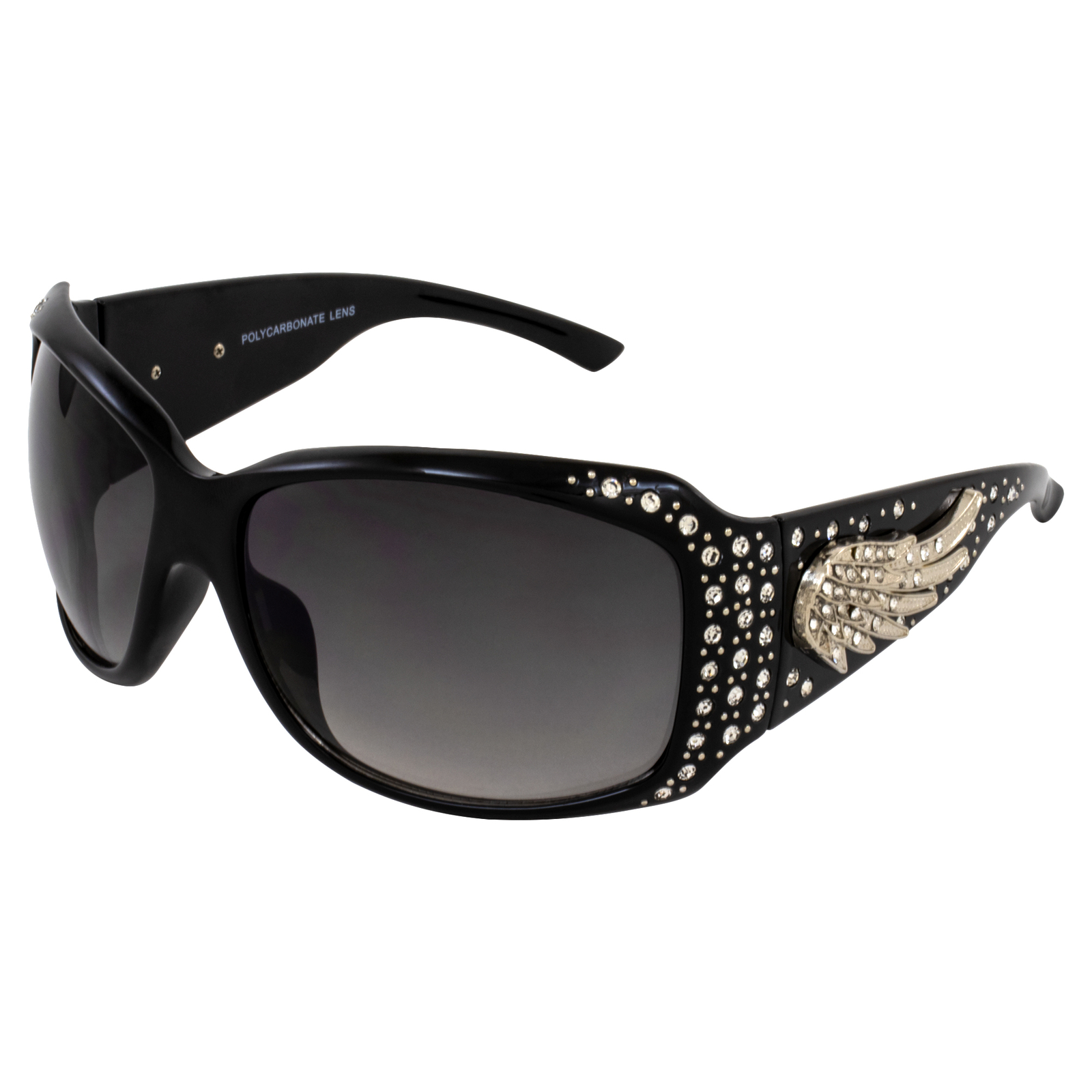 Rodeo Queen Angel Women’s Fashion Sunglasses Black Frame w/ Bling Rhinestones
