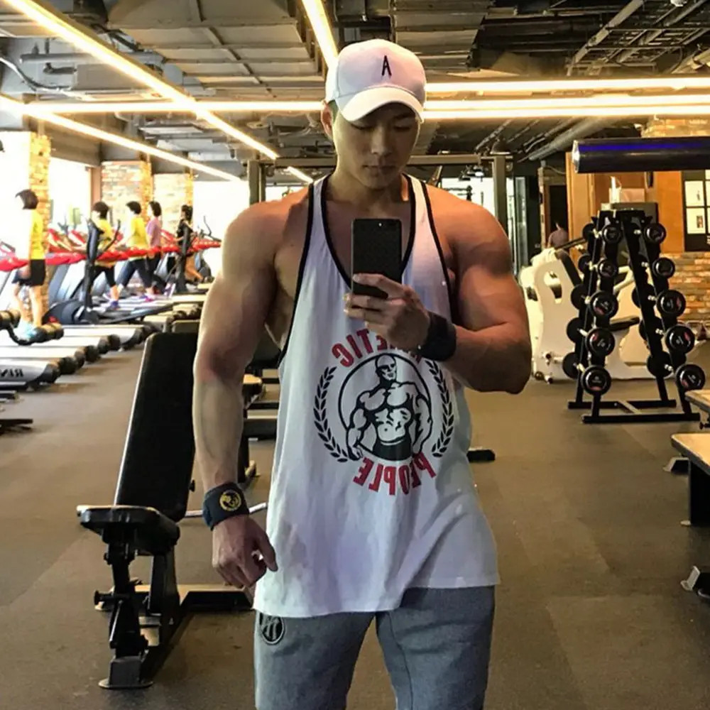 Men’s Gym Stringer Tank Top Cotton Sleeveless Bodybuilding Workout Vest