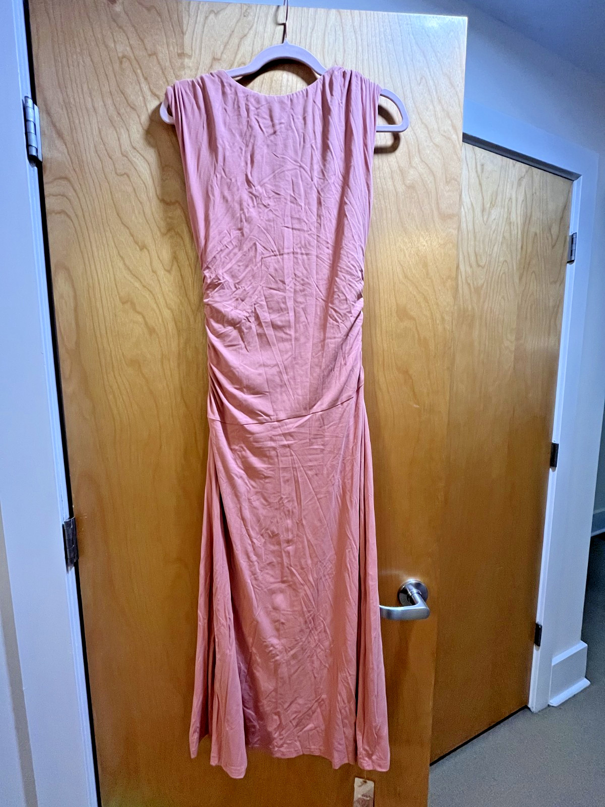 OGL Move Dress Breezy Cooling Side Ruched Maxi Small Sahara NWT