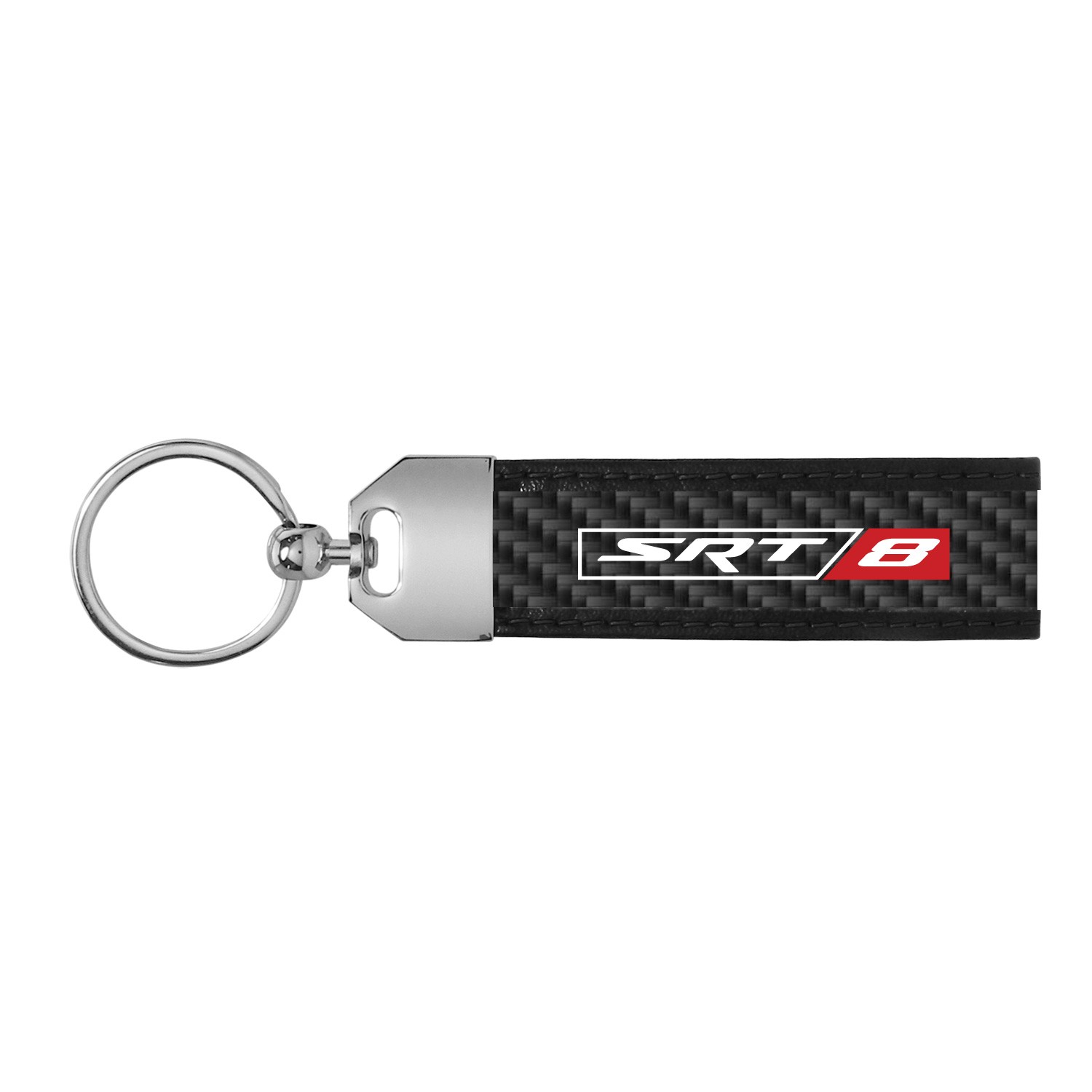 SRT-8 Logo Real Carbon Fiber Key Chain with Black Stitching for Dodge Jeep RAM