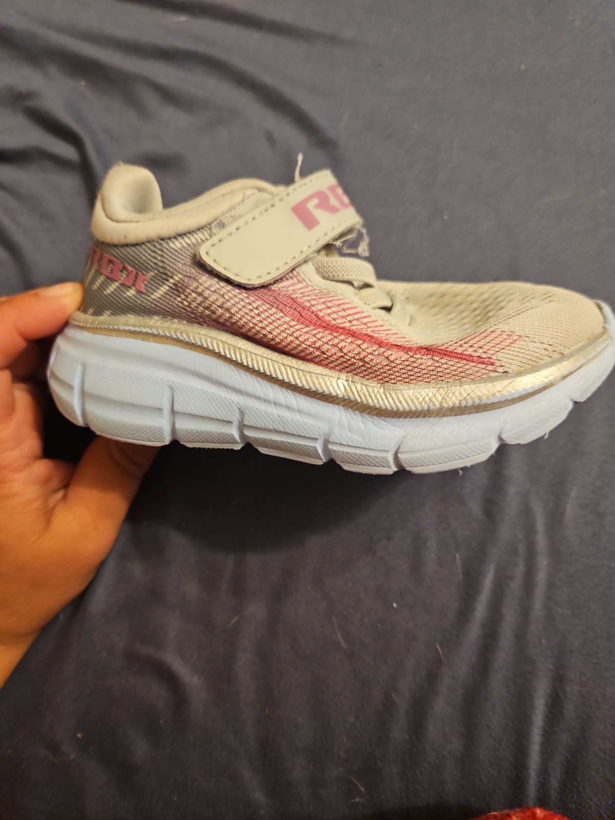 RBX Girls Pink/ Grey Athletic Sneakers Hook Loop Running Shoes Size 7 Toddler
