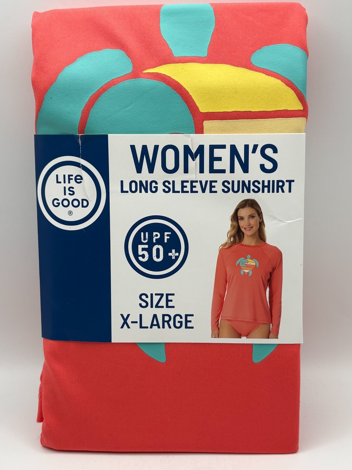 Life Is Good Women’s Long Sleeve Sunshirt UPF 50, Sea Turtle Coral, Asst. Sizes