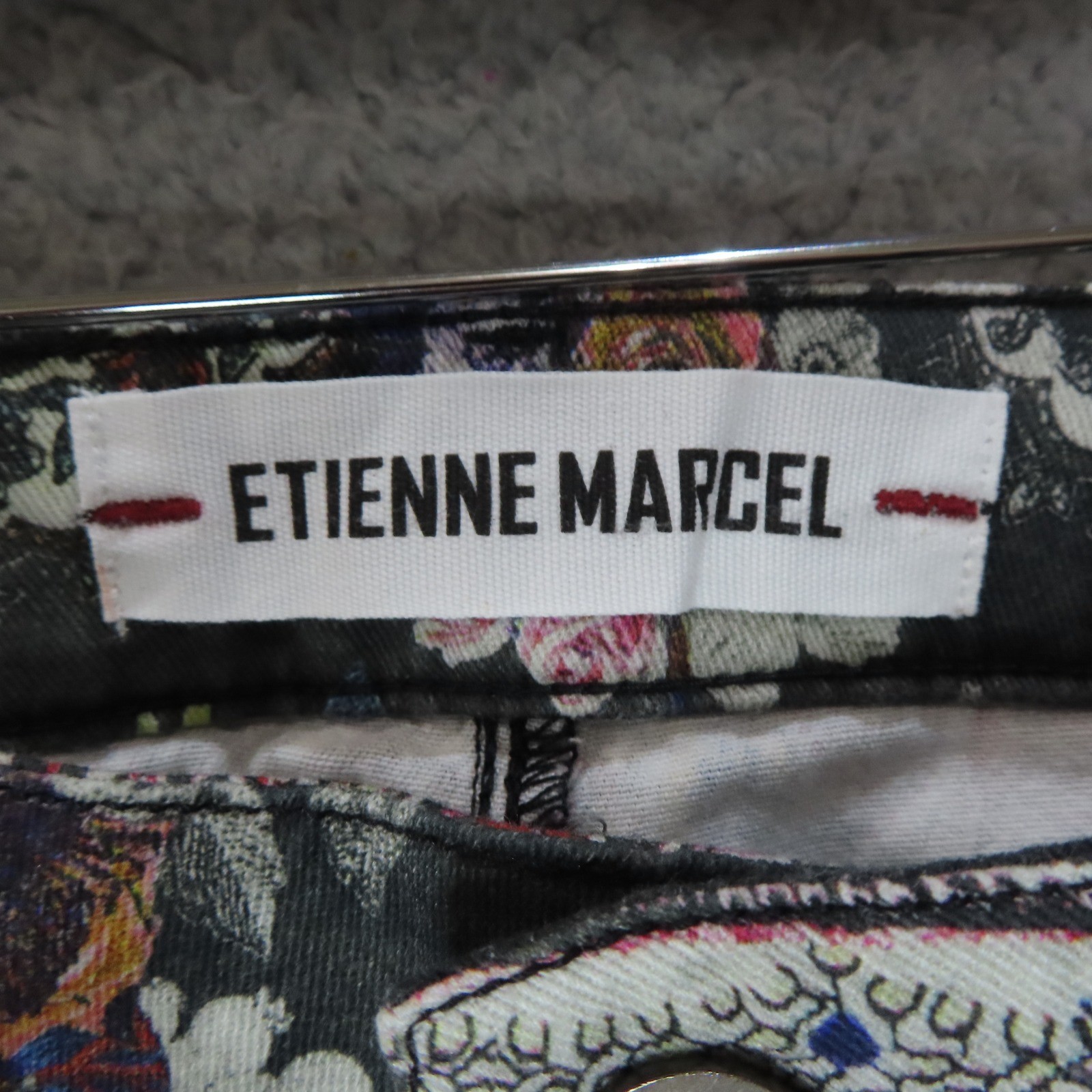 Etienne Marcel Floral Paisley Mixed Print Skinny Jeans Lux Boho Multi-Color 24