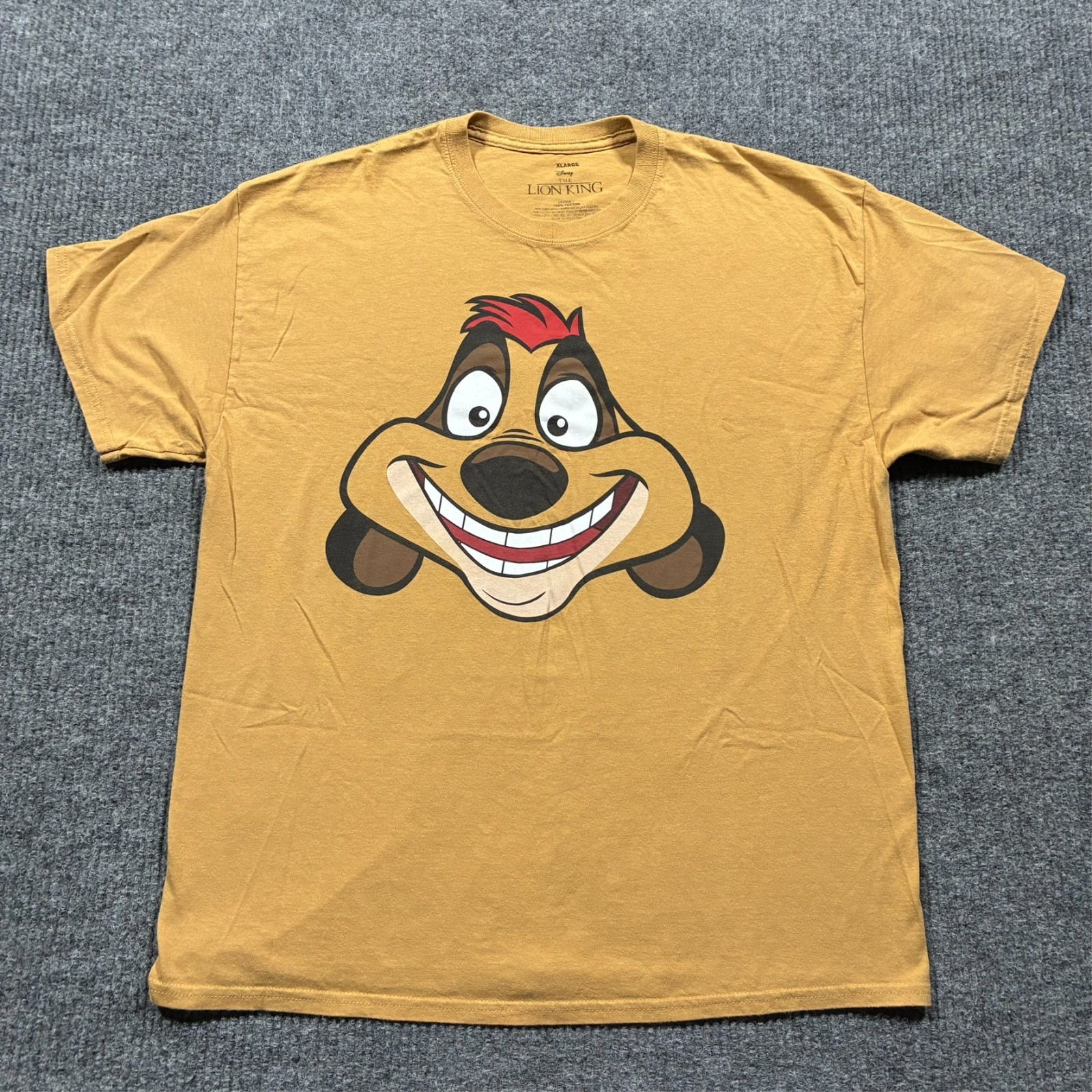 Disney Lion King Timon Face Big Smile T-Shirt Mens Size XL Cotton Short Sleeve