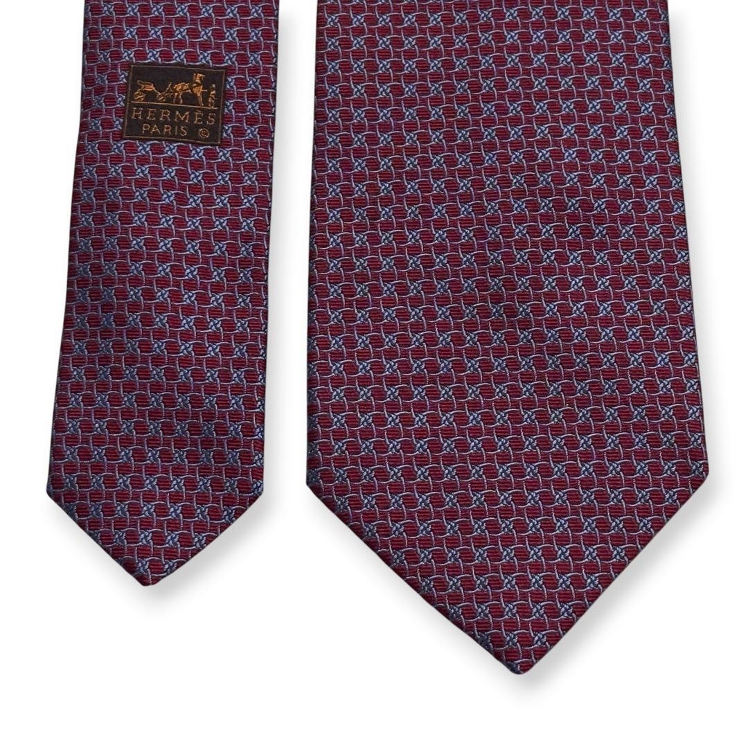 Condition HERMES Tie Pattern Jacquard Glossy 8cm