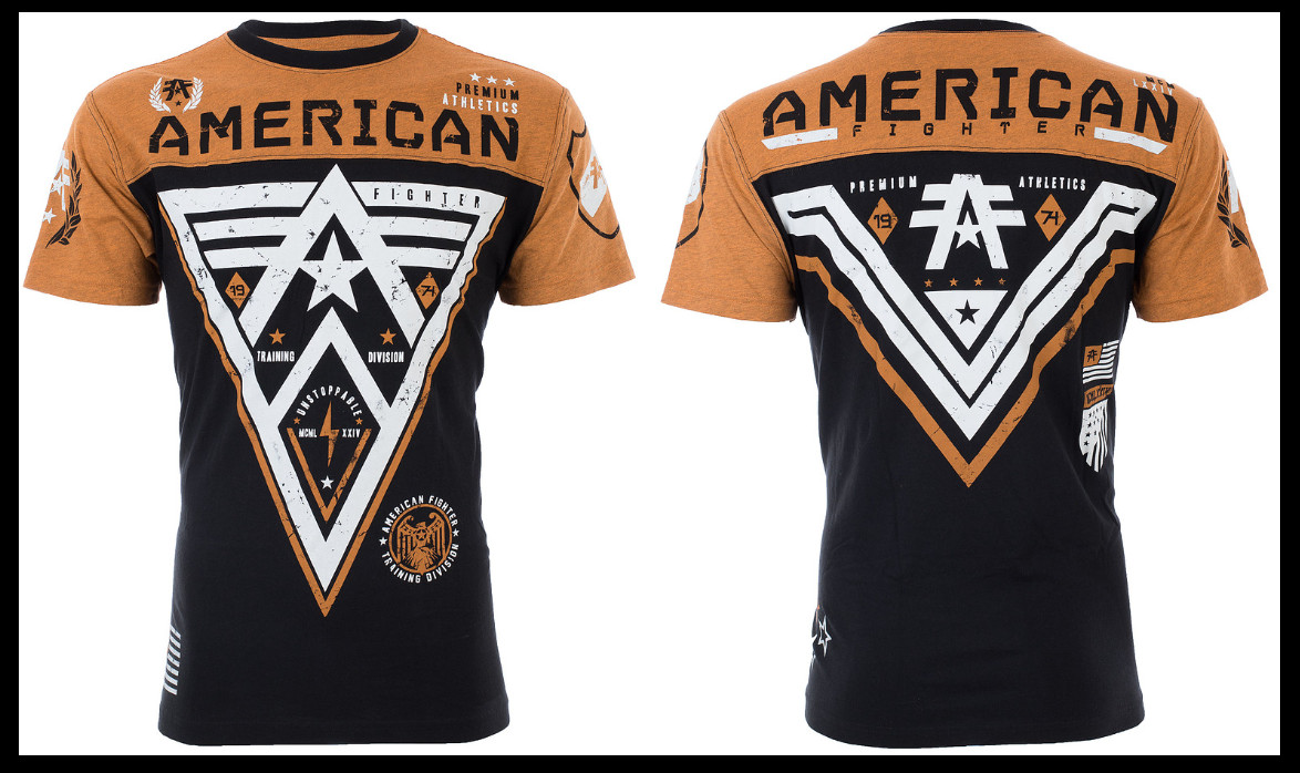 AMERICAN FIGHTER Black Burnt Texas Orange MIDWAY Athletic Graphic T-shirt NWT