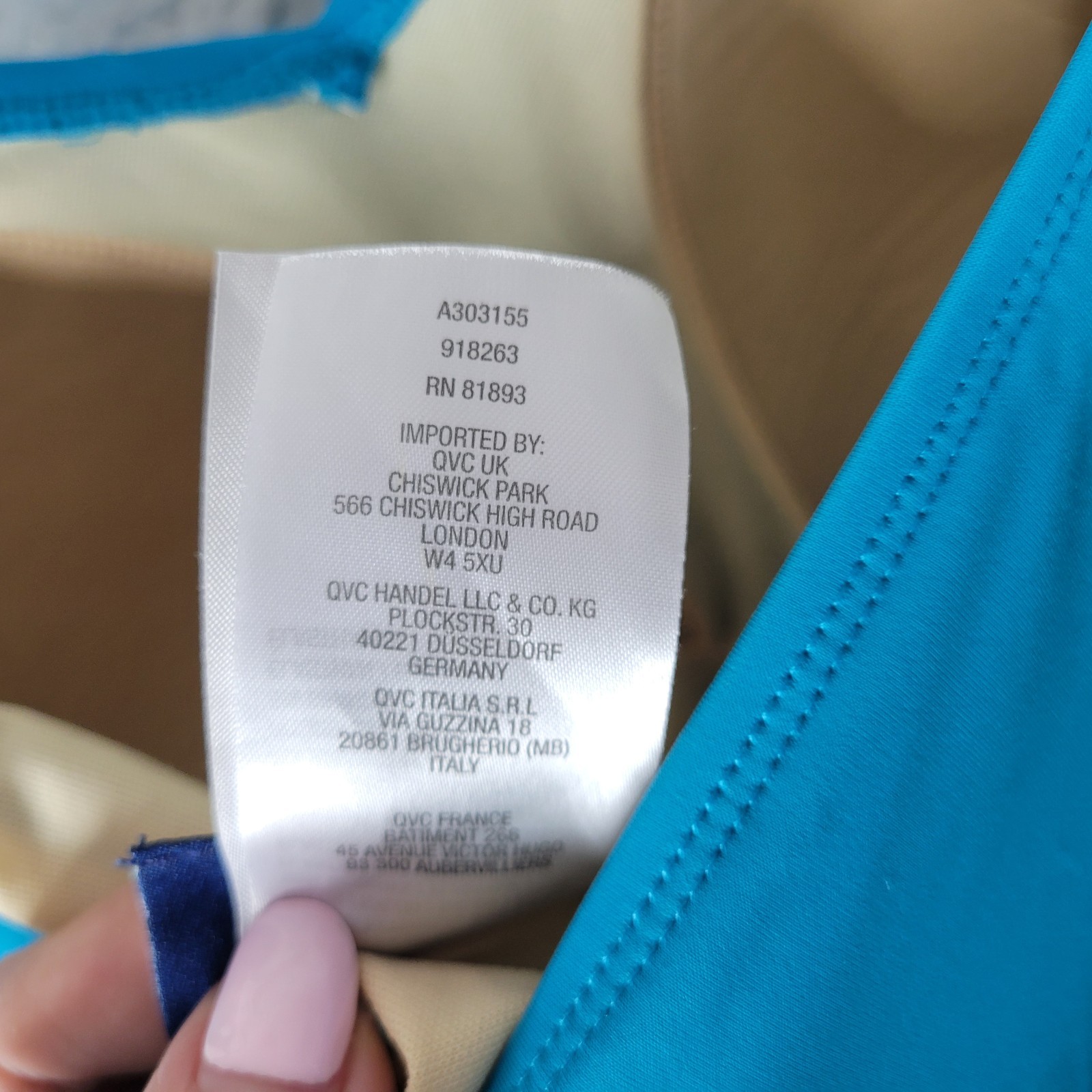 Denim & Co Womens 22W Plus Blue Tankini Swim Top Built In Bra Adjustable Straps