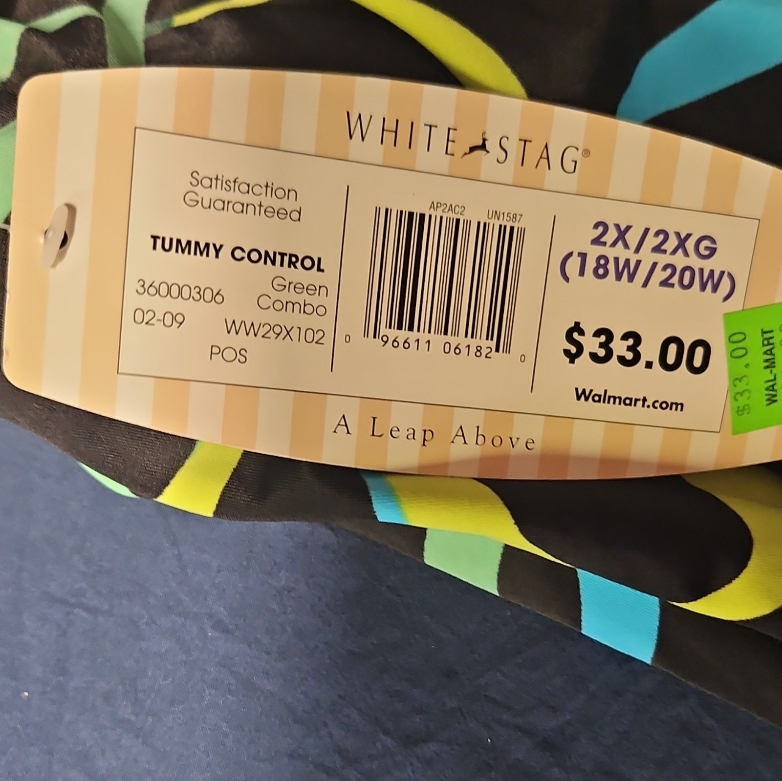 White Stag Plus 2X/2XG (18W/20W) Tummy Control Tankini Swim Top Abstract